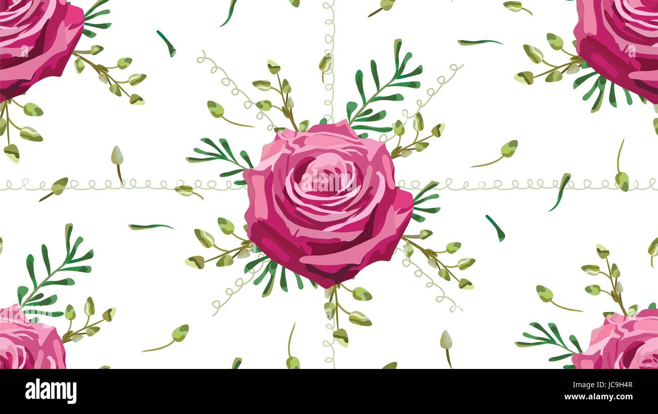 Vintage moody blue rose Rosen Lavendel und Eukalyptus-Brunch, Thymian, Zierpflanzen, Kräuter Blätter Blumenstrauß Musterdesign Hintergrund, Wand Stock Vektor