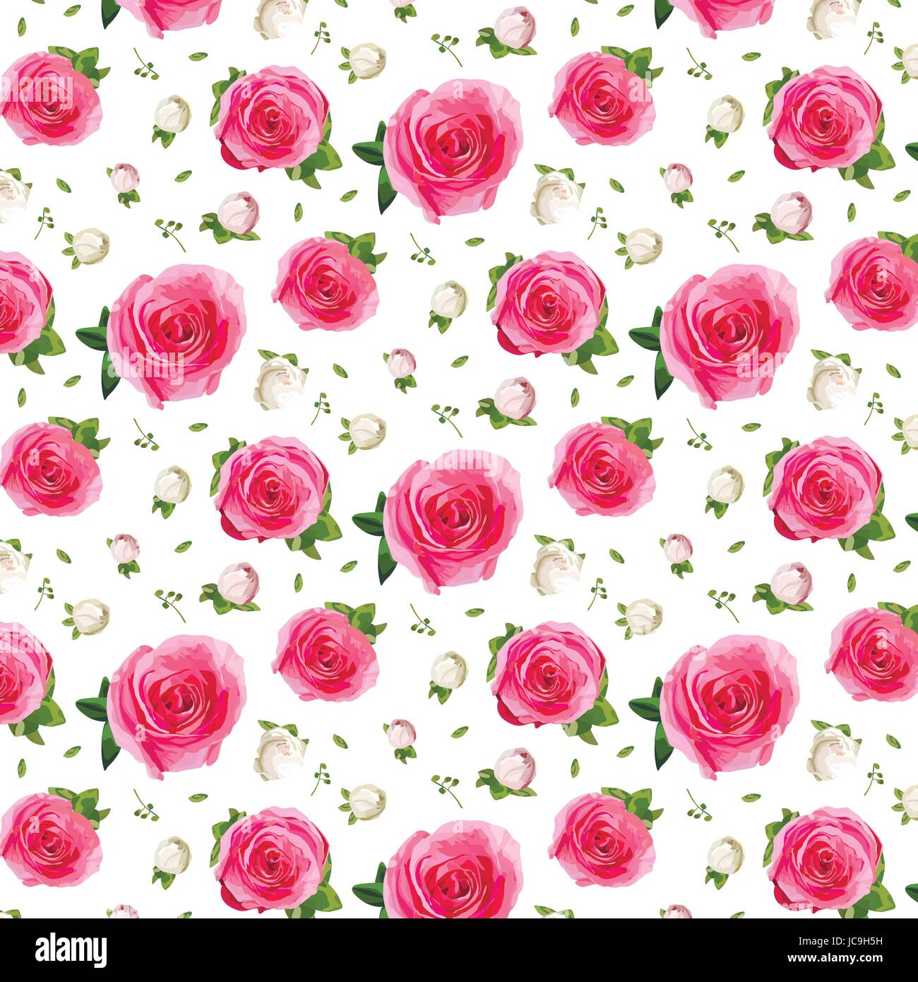 Vintage Rosa Garten stieg Tasten und Rosen Blumen, tausend Farn dekorative Pflanzen, Blätter, Strauß Musterdesign Hintergrund, Wallpaper, botanica Stock Vektor