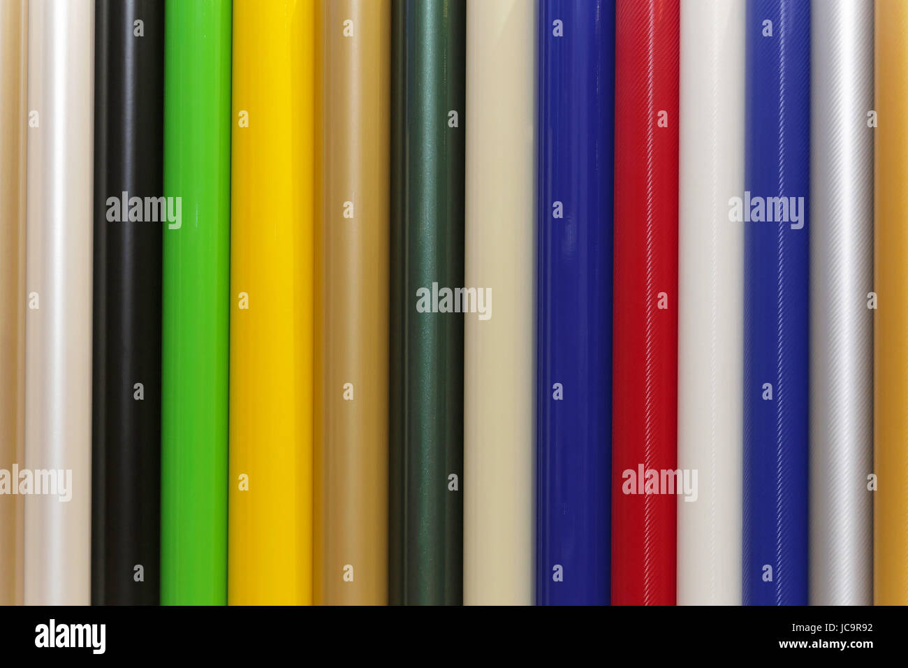 Farbe Vinyl pvc Kunststoff-Folien Stockfoto