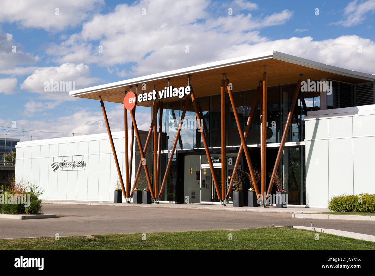 Das East Village in Calgary, Kanada. Der Bezirk wird Renovierung und Erneuerung unterzogen. Stockfoto