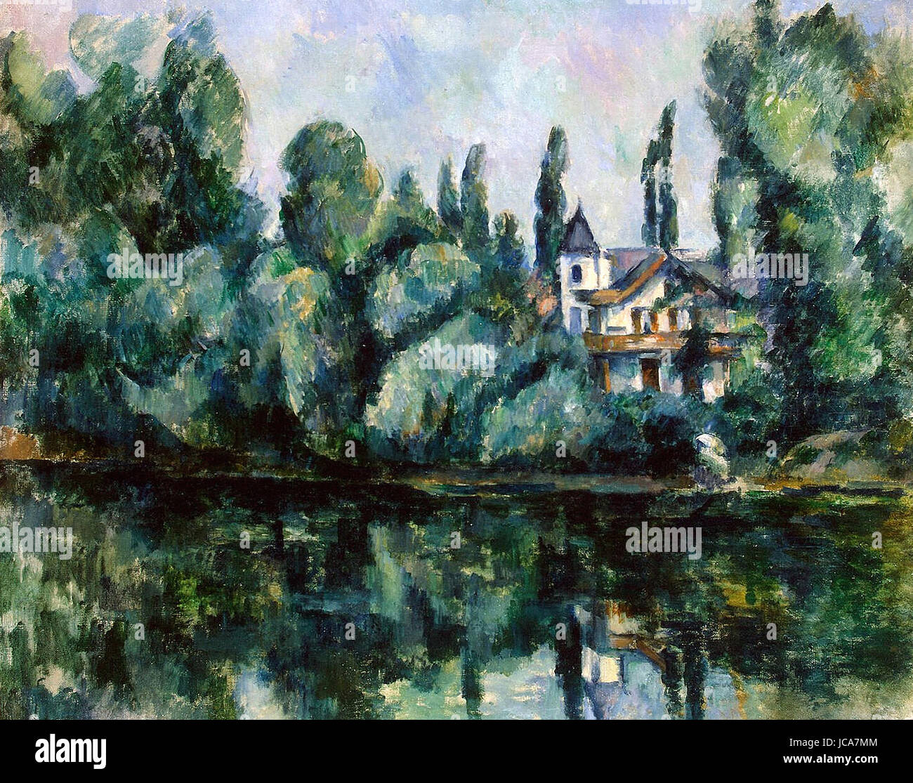 Paul Cézanne - Ufer der Marne (Villa am Ufer eines Flusses Stockfoto