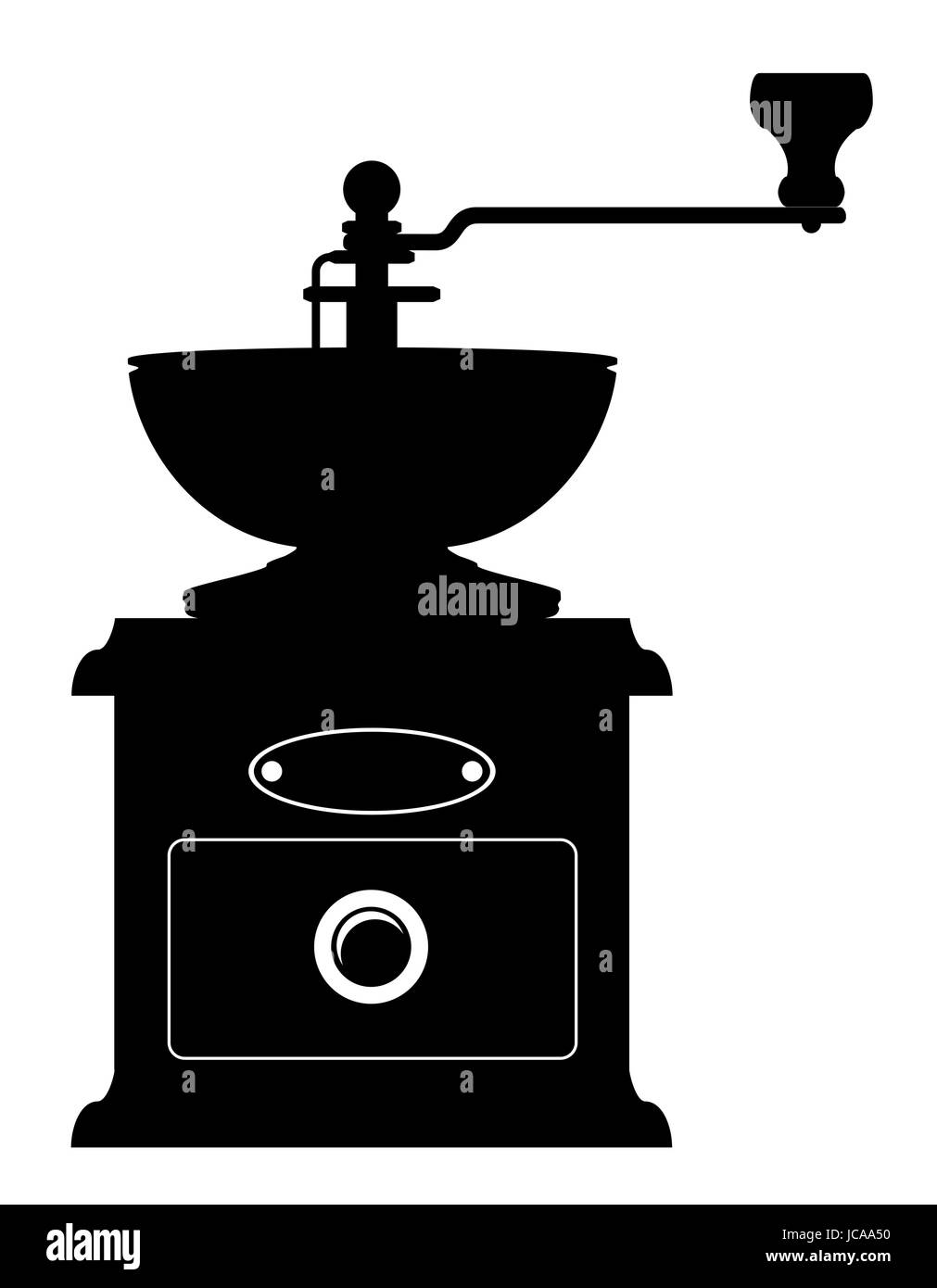 Kaffeemühle alt retro Vintage Icon-Vorrat Vektor-Illustration isoliert auf weißem Hintergrund Stock Vektor