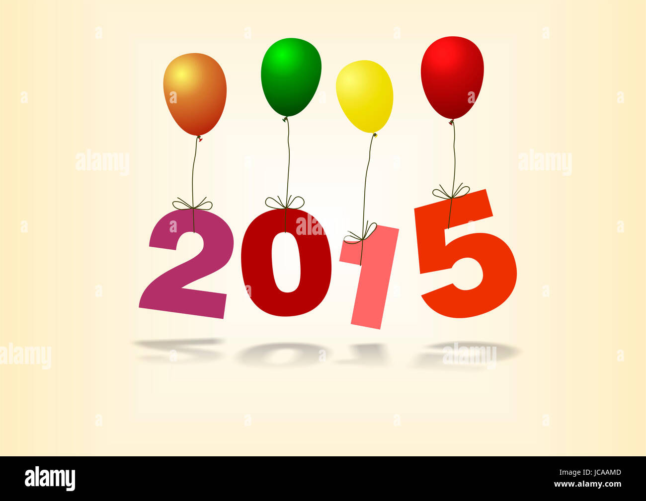 Jahreszahl 2015 Hängt ein Bunton Luftballons Stockfoto