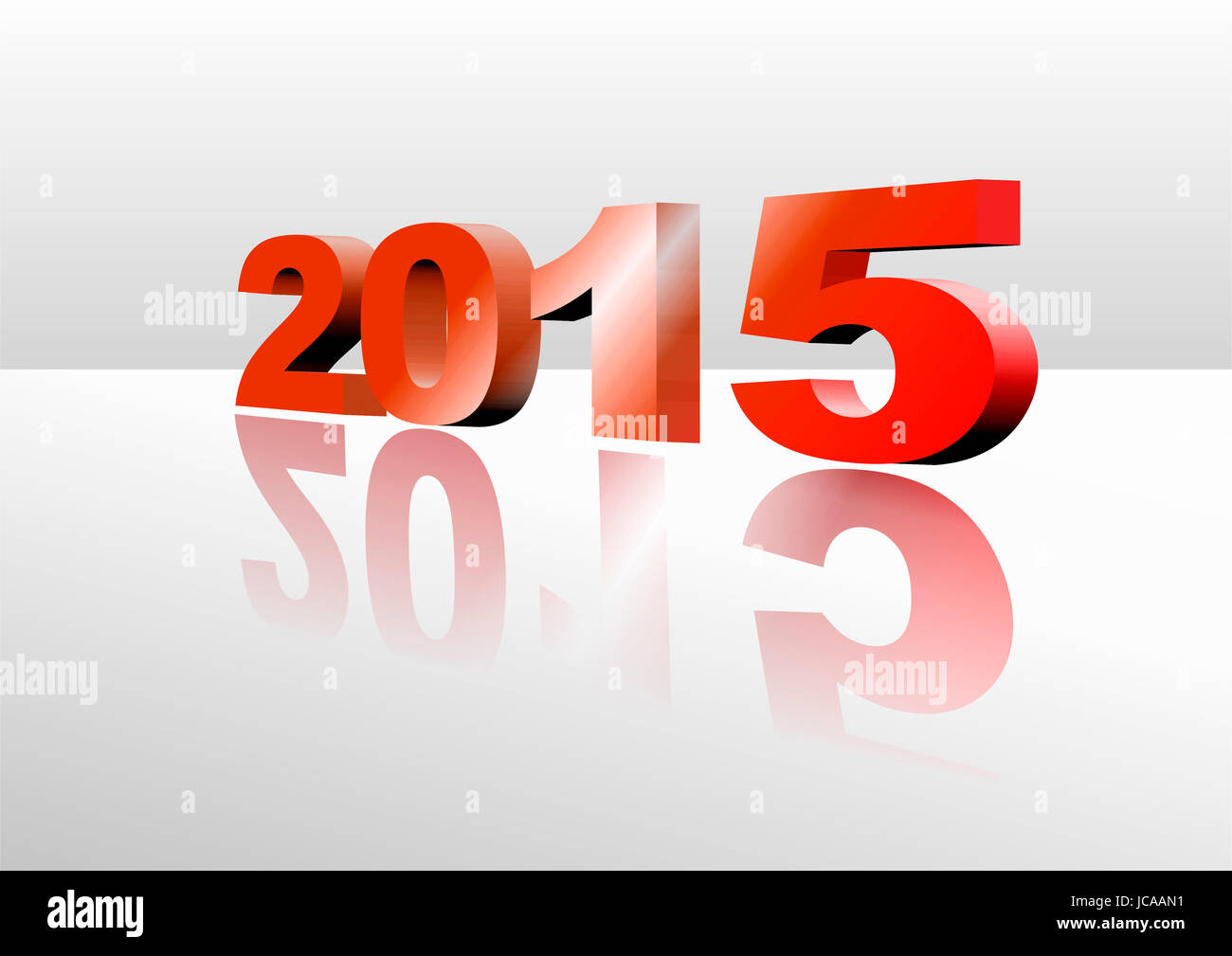Abbildung der Jahreszahl 2015 Mit Spiegelung Stockfoto