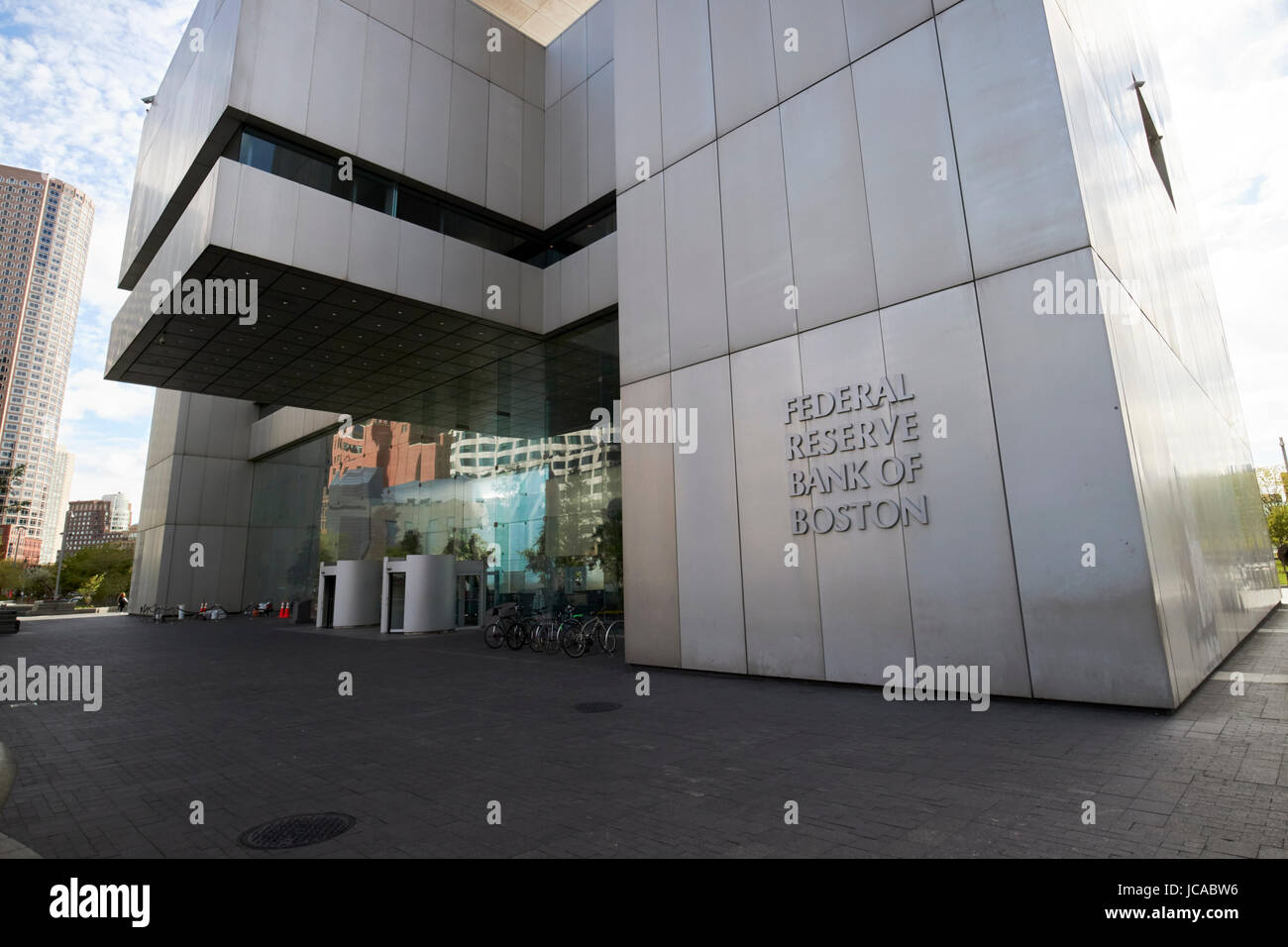 Eingang zur Federal Reserve Bank von Boston USA bauen Stockfoto