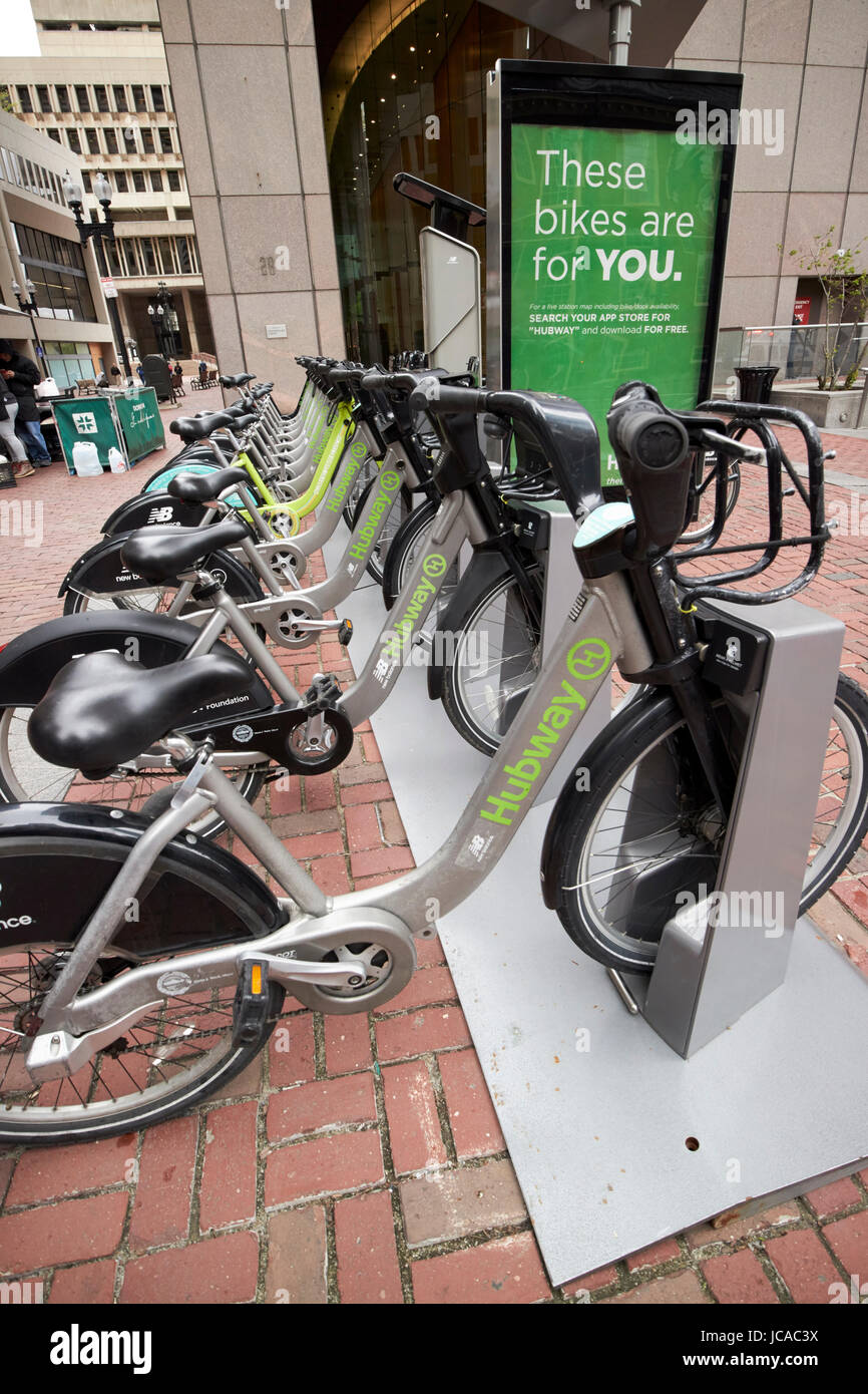 Hubway Boston Fahrradverleih teilen Schema USA Stockfoto
