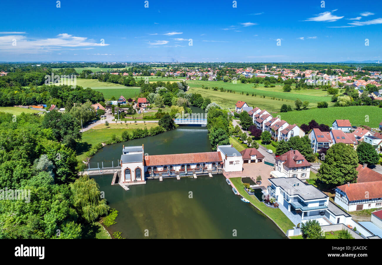 Altes Kraftwerk auf der Ill in Eschau - Bas-Rhin, Frankreich Stockfoto