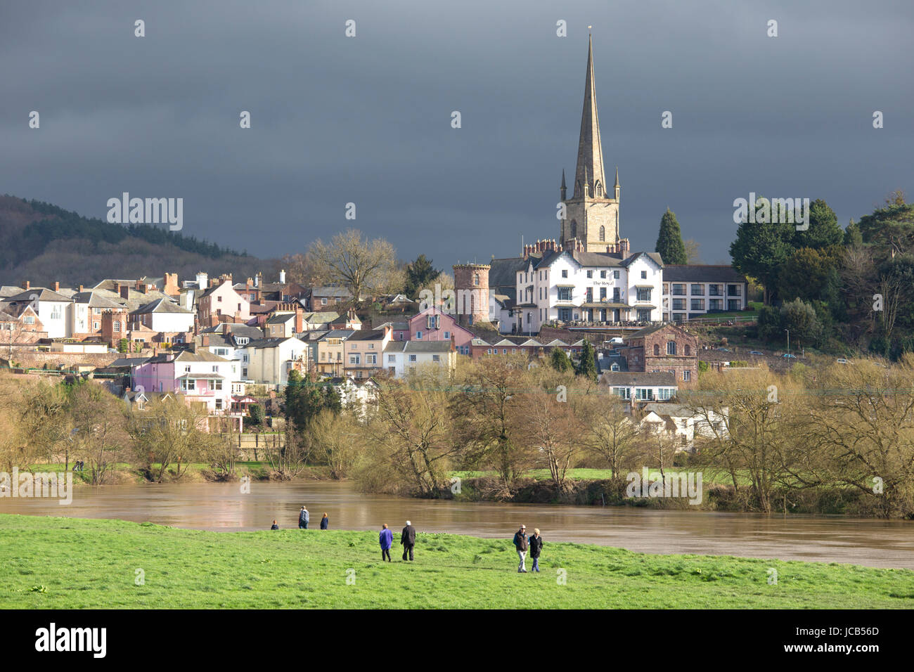 Die attraktive am Flussufer von Ross auf Wye, Herefordshire, England, UK Stockfoto