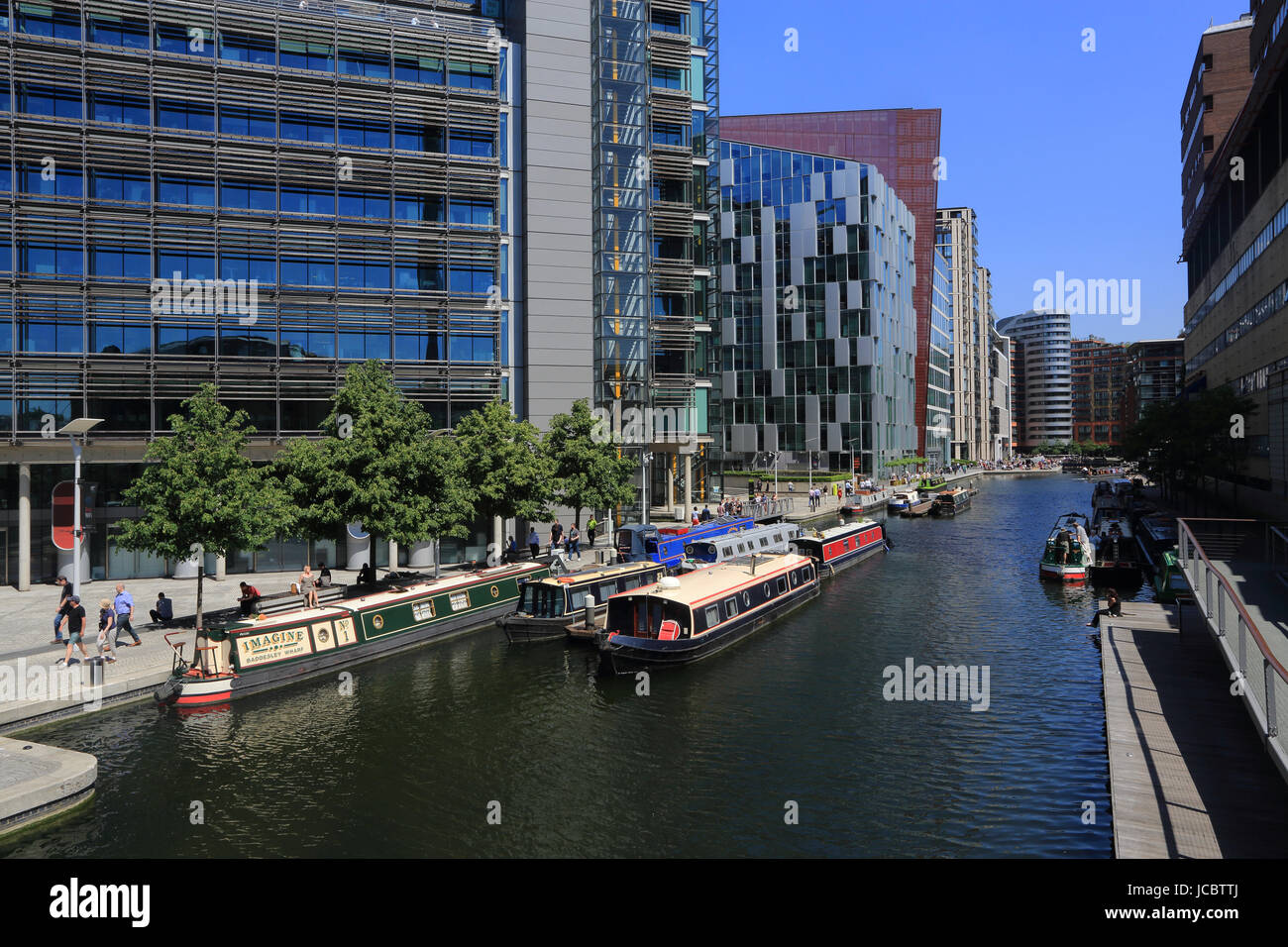 Die Sanierung des Kanals in Paddington Basin, West London, UK Stockfoto