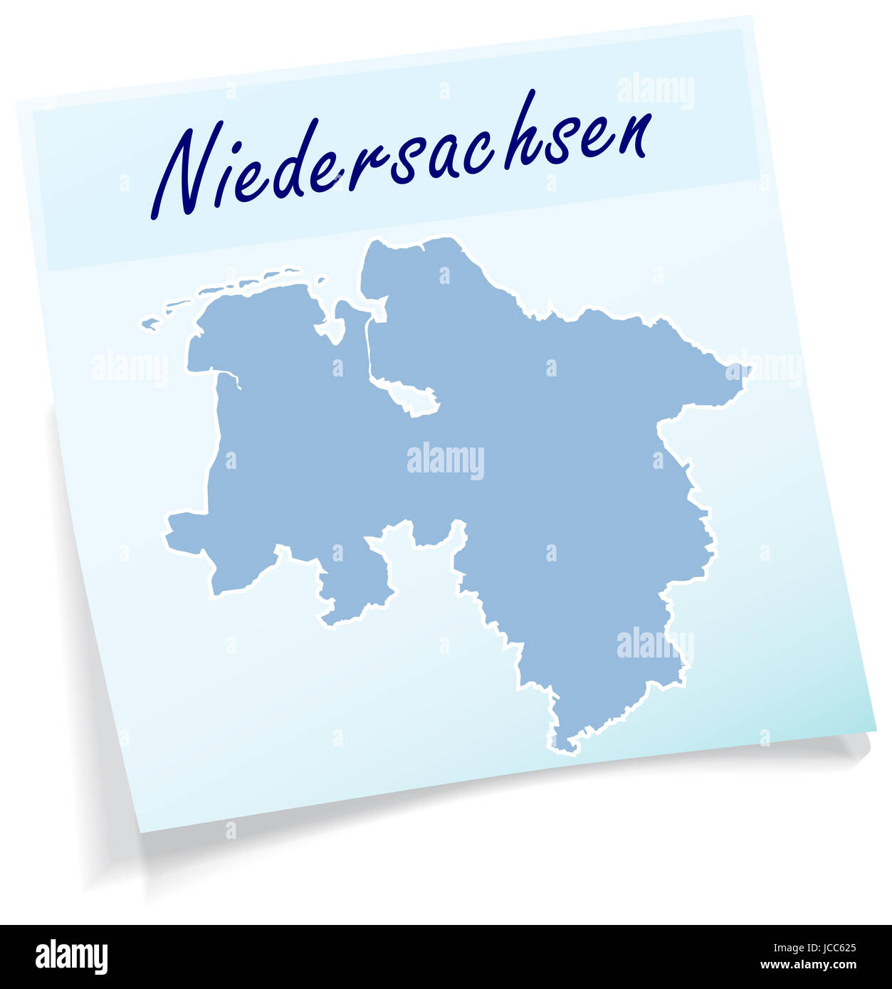 Niedersachsen als Notizzettel in Blau Stockfoto