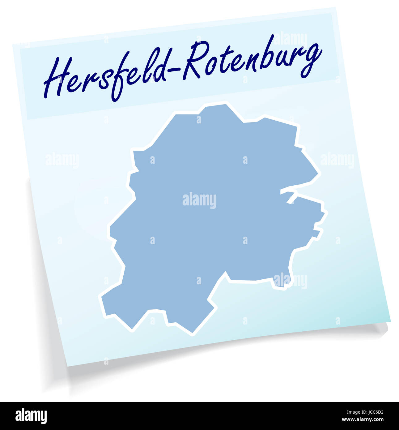 Hersfeld-Rotenburg als Notizzettel in Blau Stockfoto