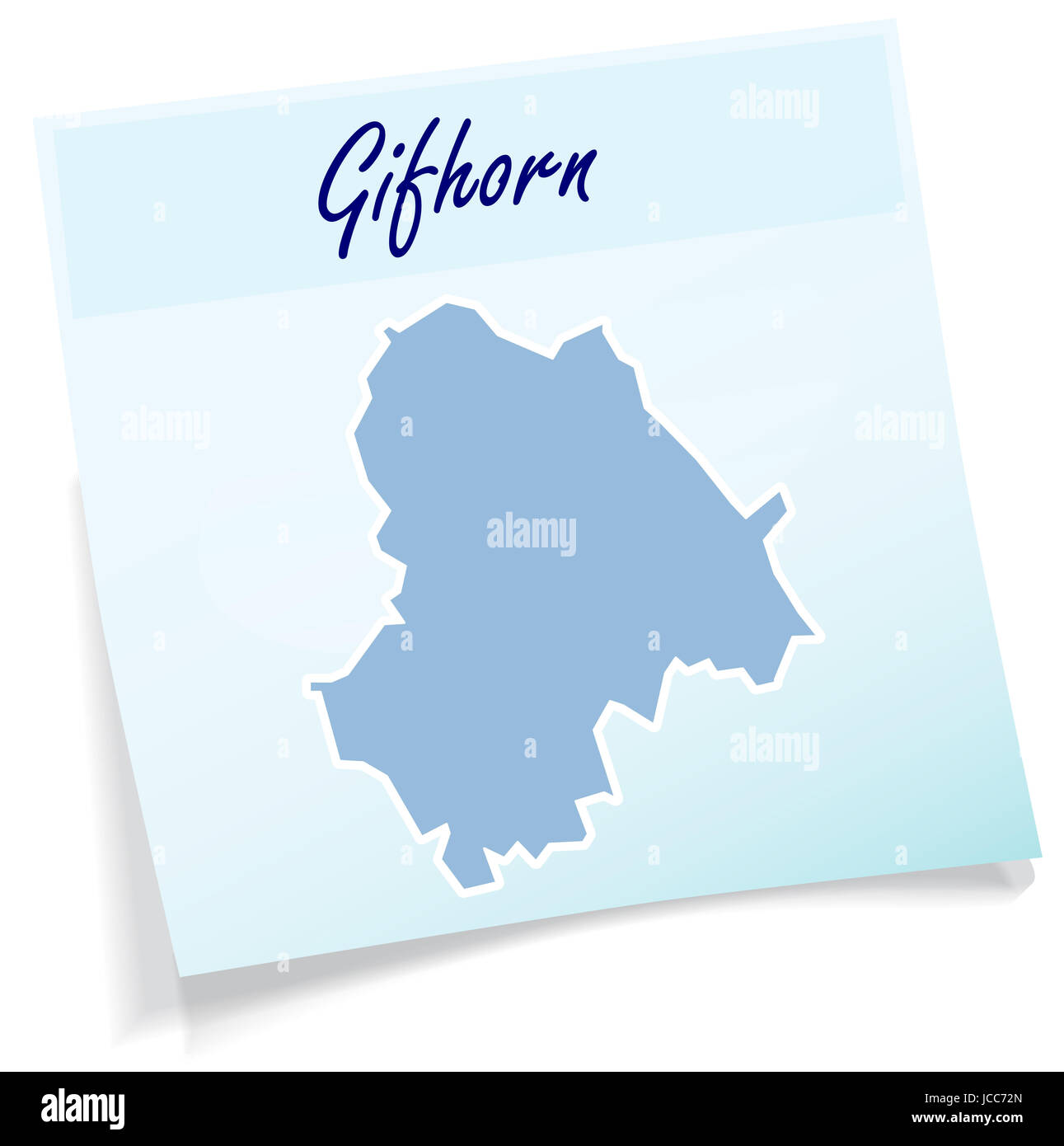 Gifhorn als Notizzettel in Blau Stockfoto