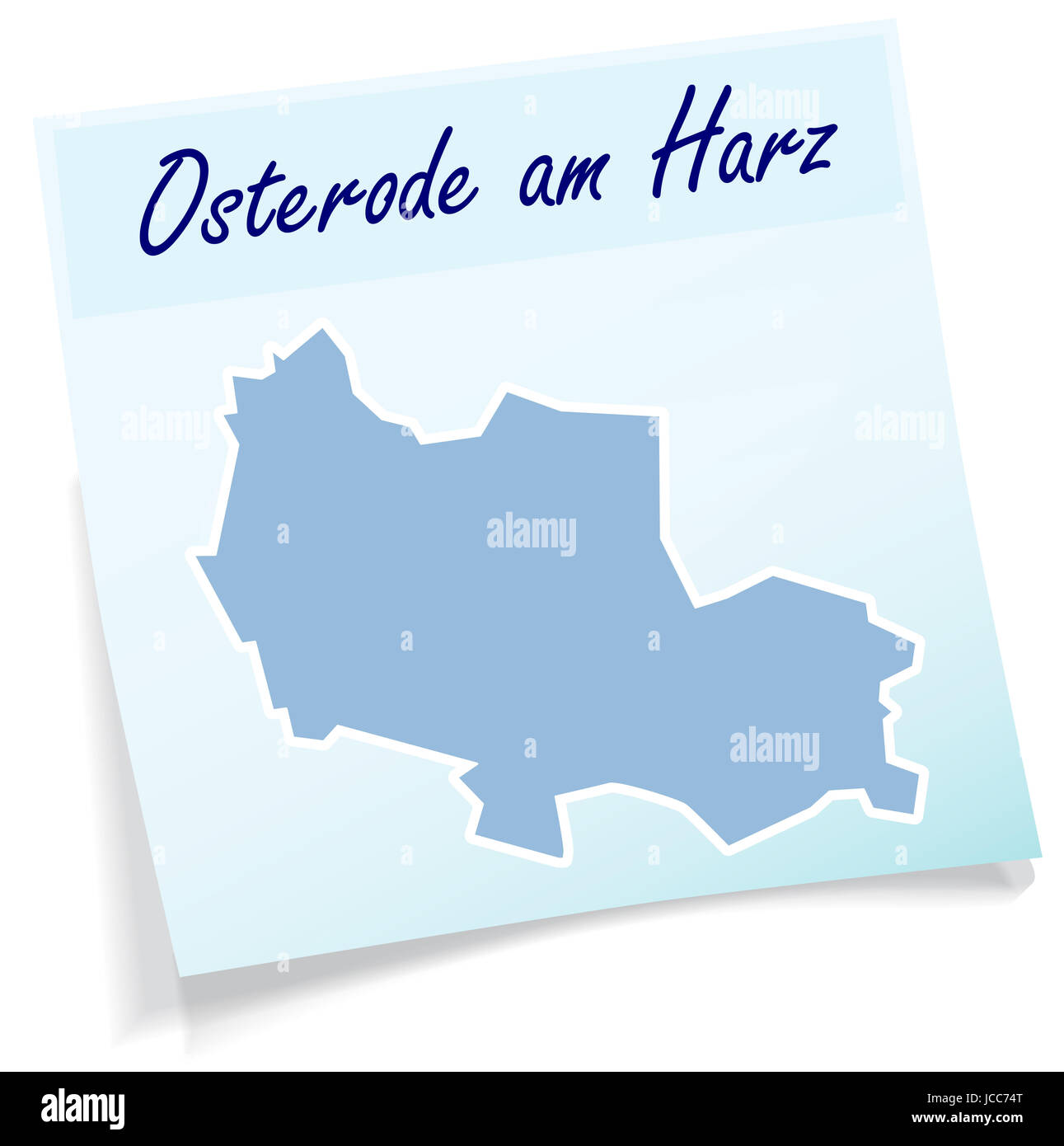 Osterode am Harz als Notizzettel in Blau Stockfoto