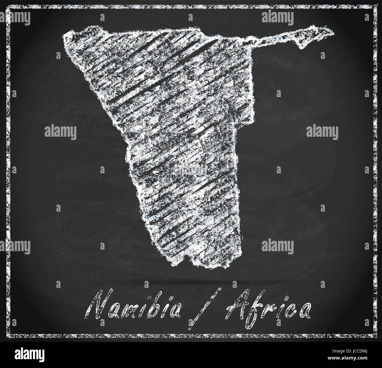 Namibia als Tafel in Schwarz Weiss Stockfoto