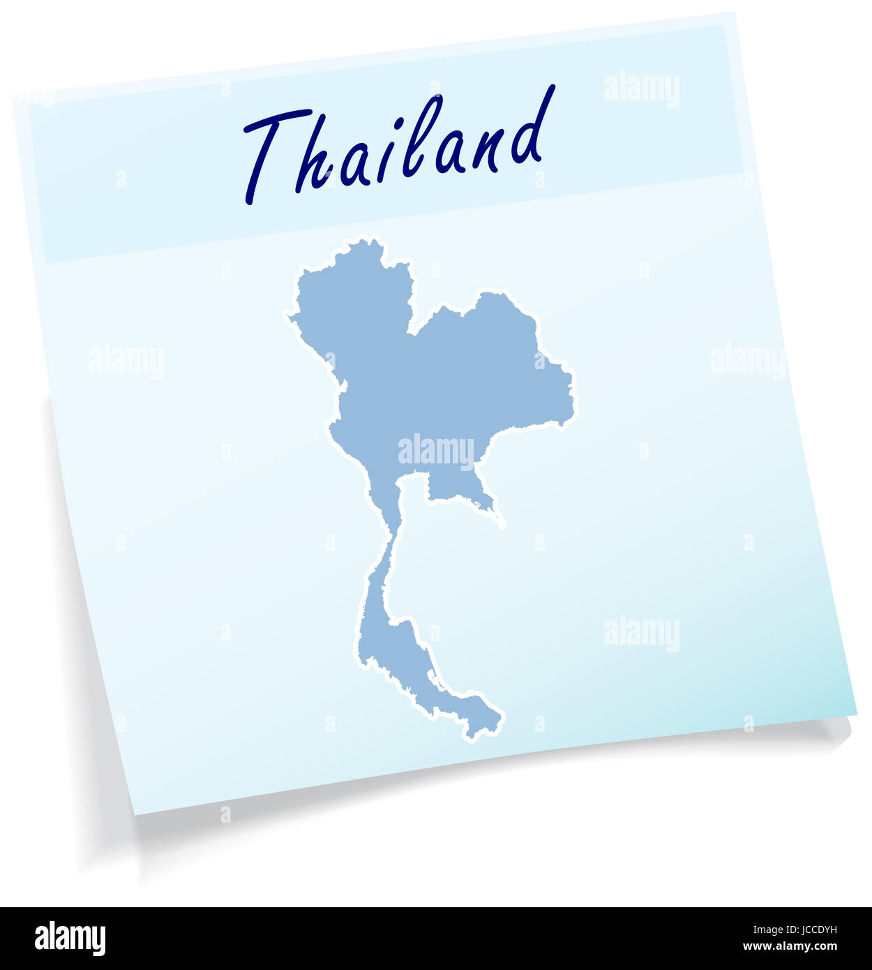 Thailand als Notizzettel in Blau Stockfoto