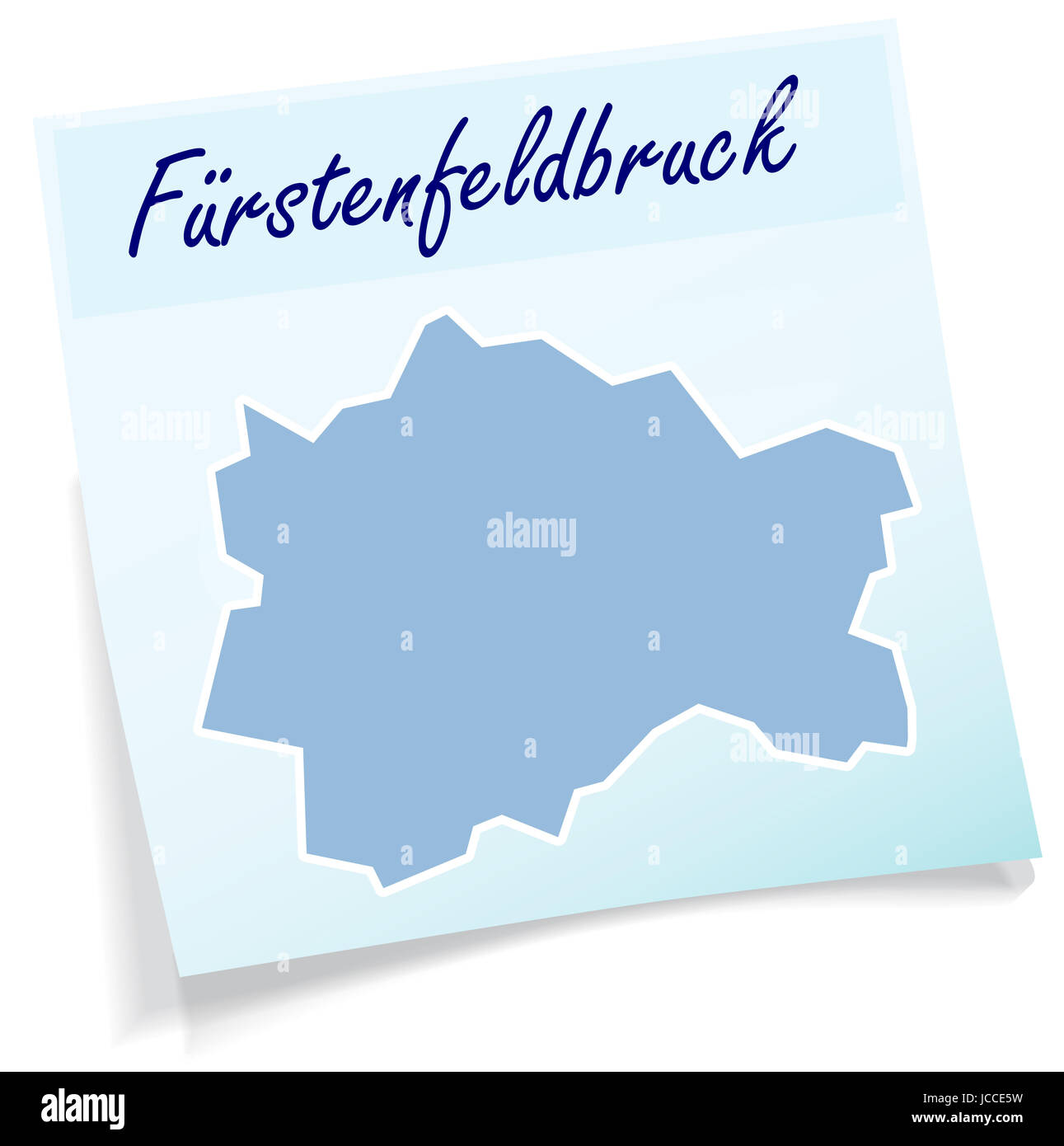 Fürstenfeldbruck als Notizzettel in Blau Stockfoto