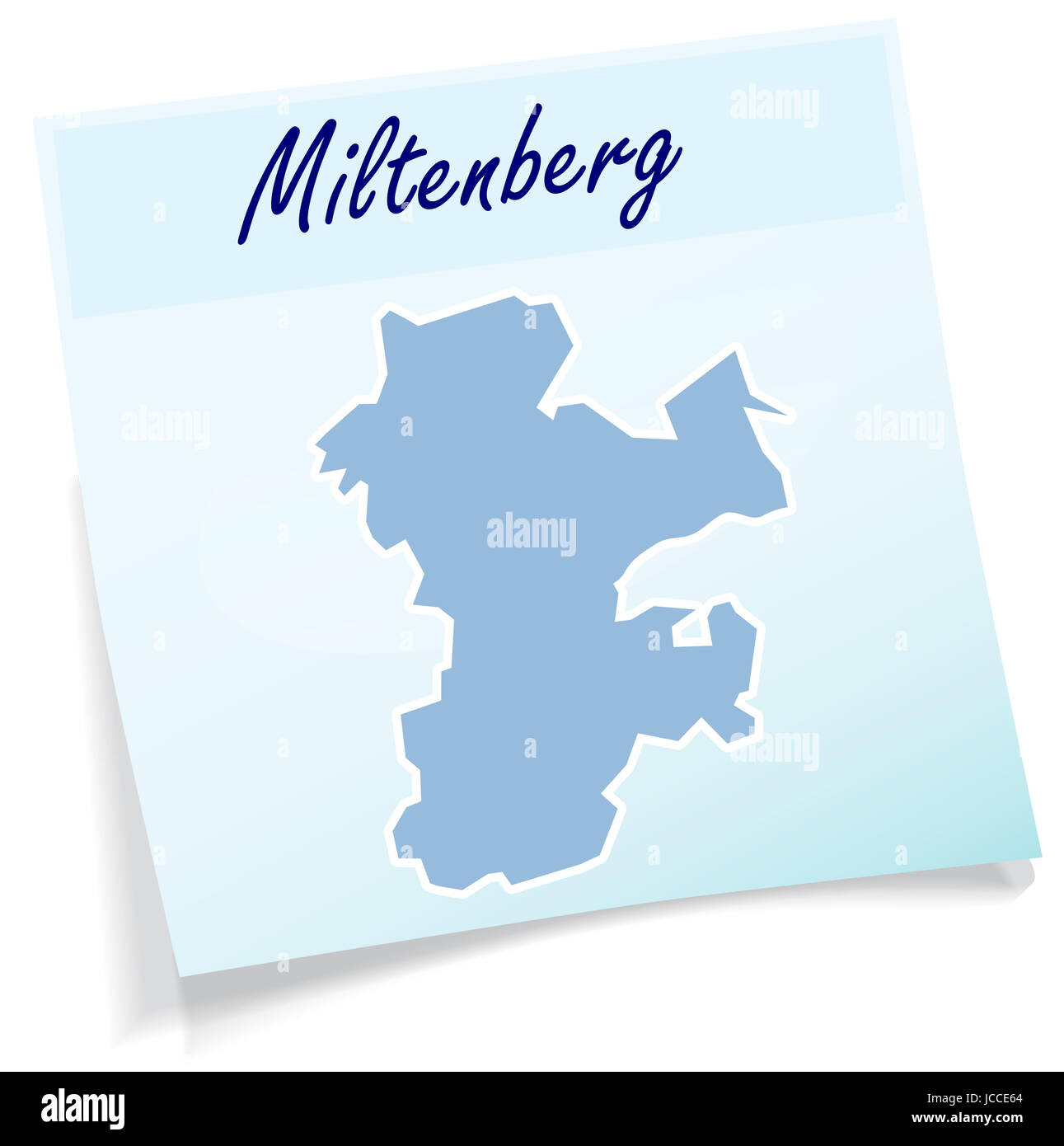 Miltenberg als Notizzettel in Blau Stockfoto