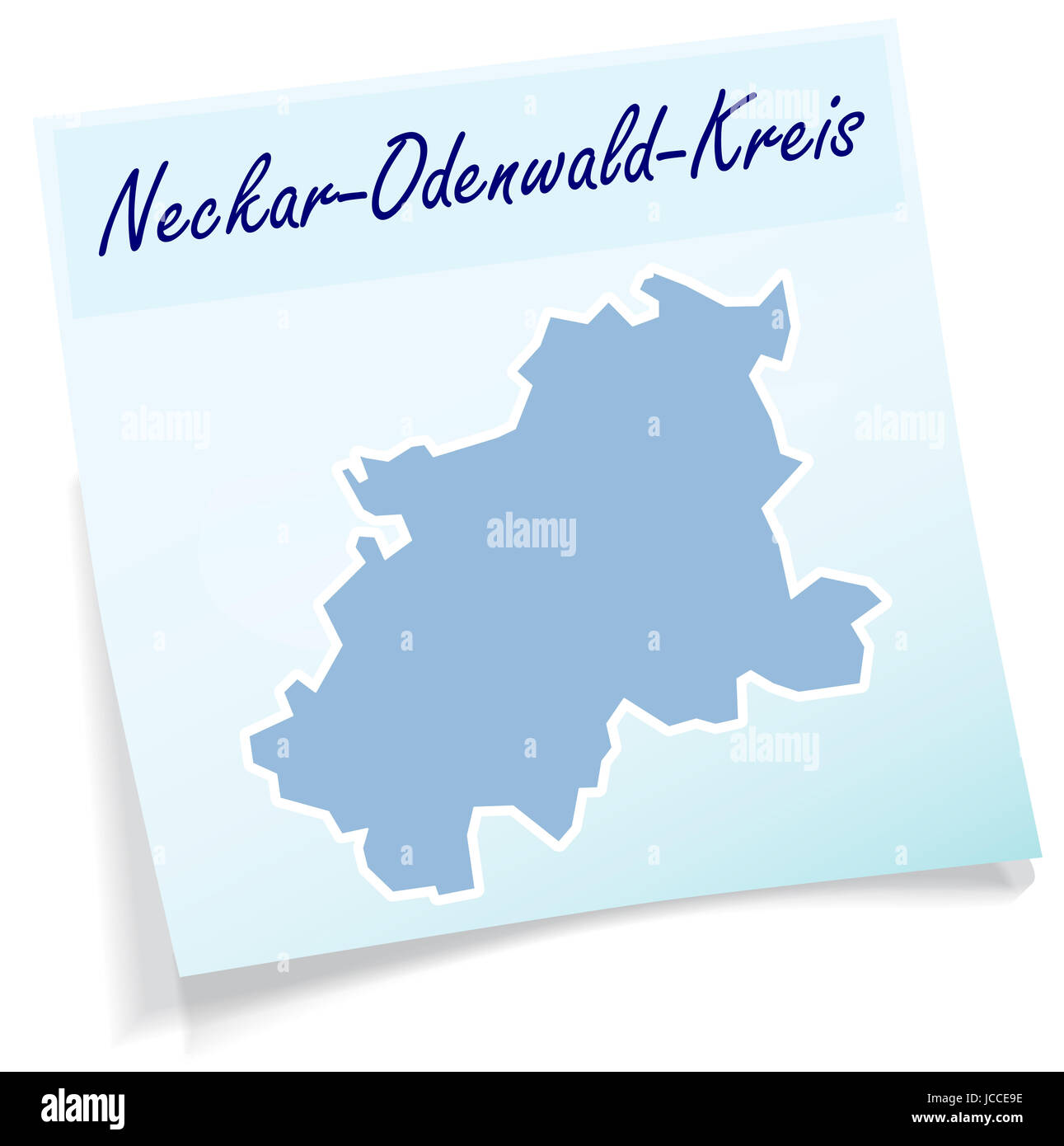 Neckar-Odenwald-Kreis als Notizzettel in Blau Stockfoto
