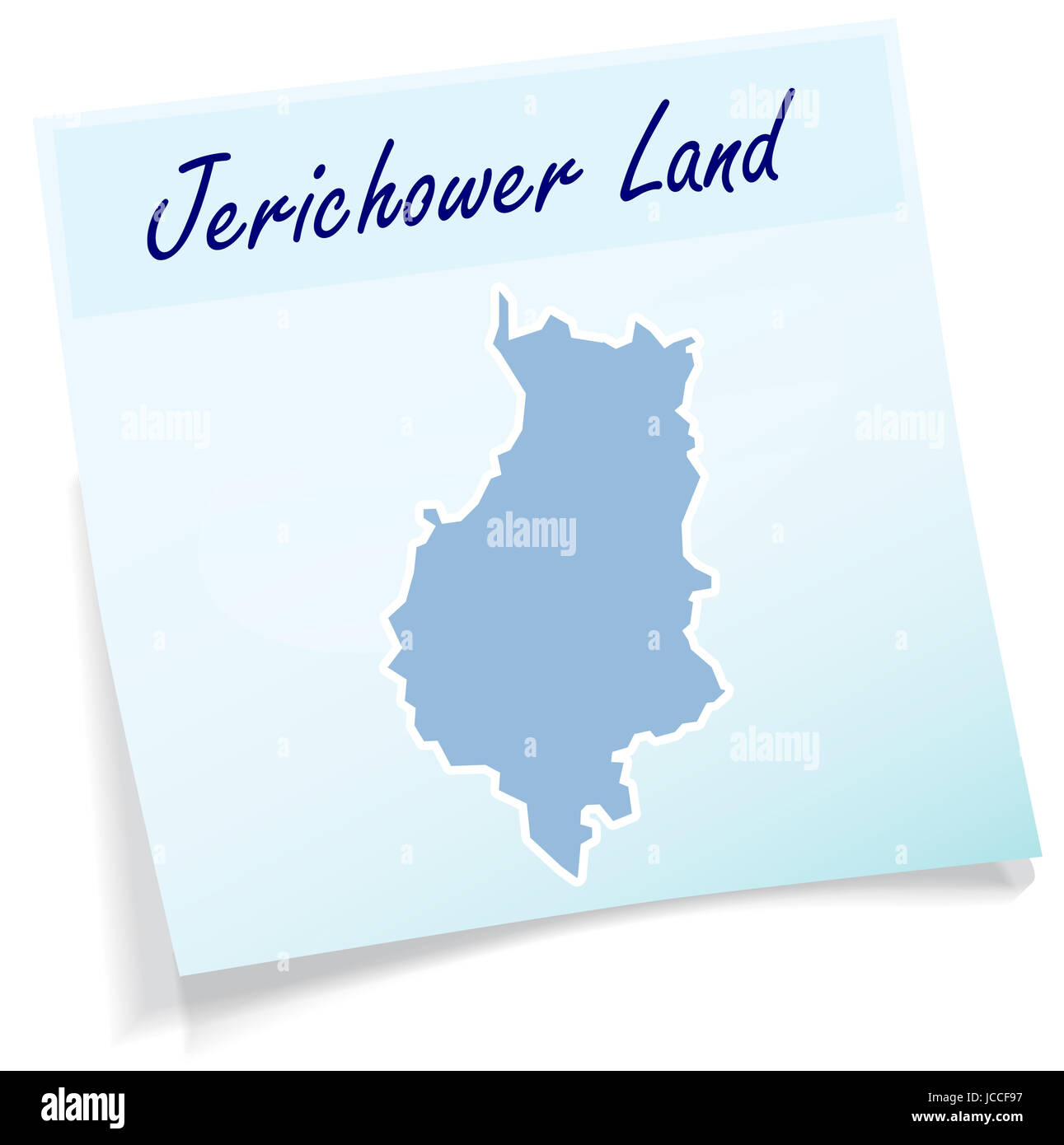 Jerichower Land als Notizzettel in Blau Stockfoto