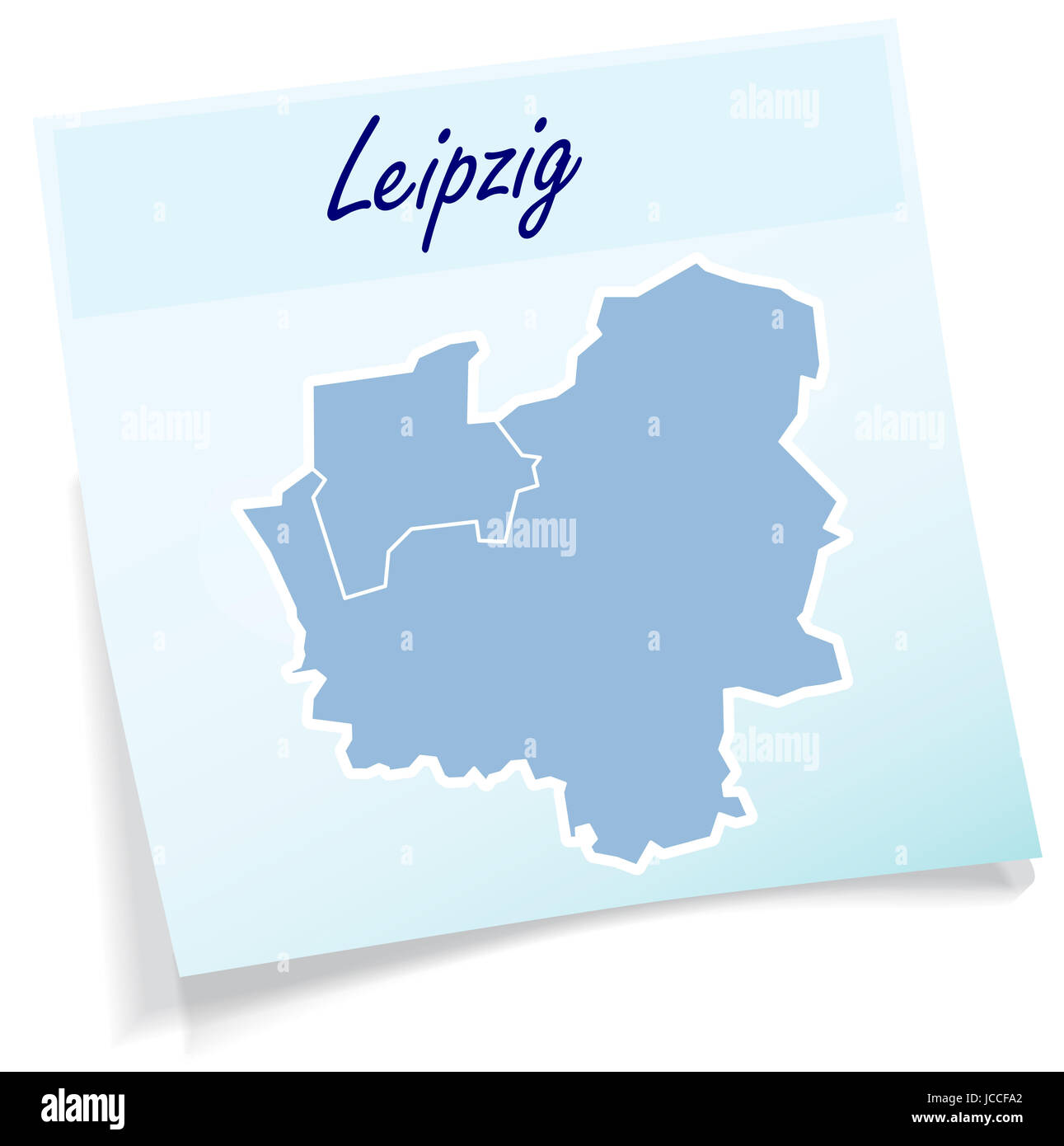 Leipzig als Notizzettel in Blau Stockfoto