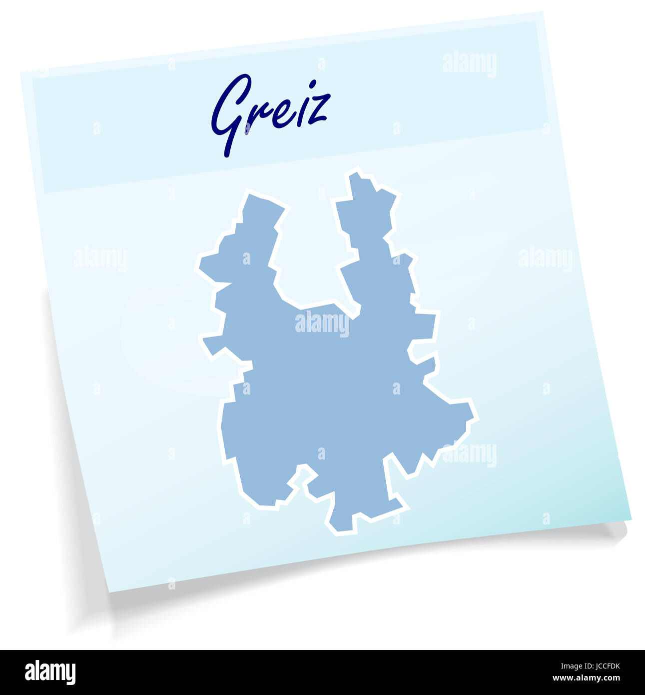 Greiz als Notizzettel in Blau Stockfoto