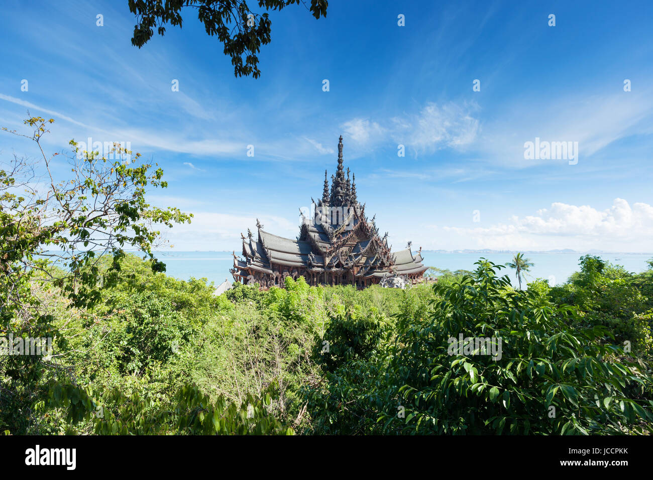 Heiligtum der Truht Tempel aus Holz in Pattaya; Thailand Stockfoto