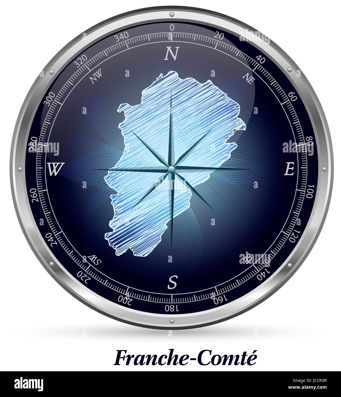 Franche-Comte Mit Grenzen in Chrom Stockfoto