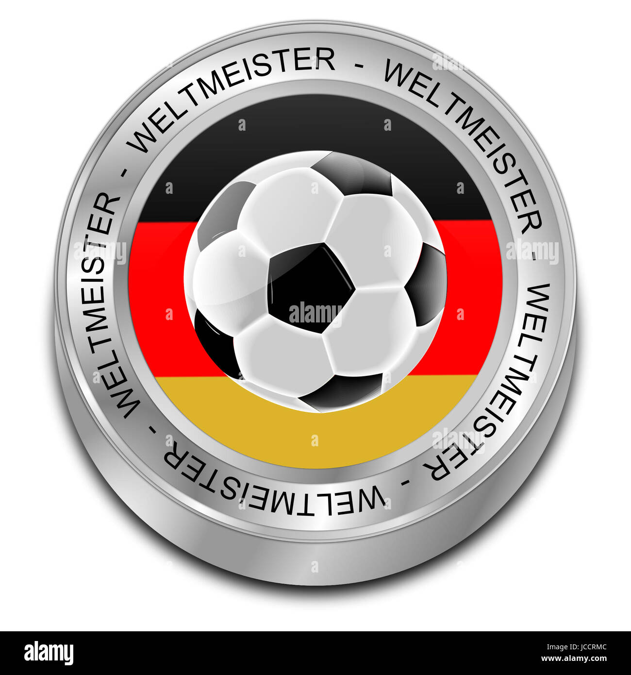 Fußball mit deutscher Flagge Champion - in deutscher Sprache Stockfoto