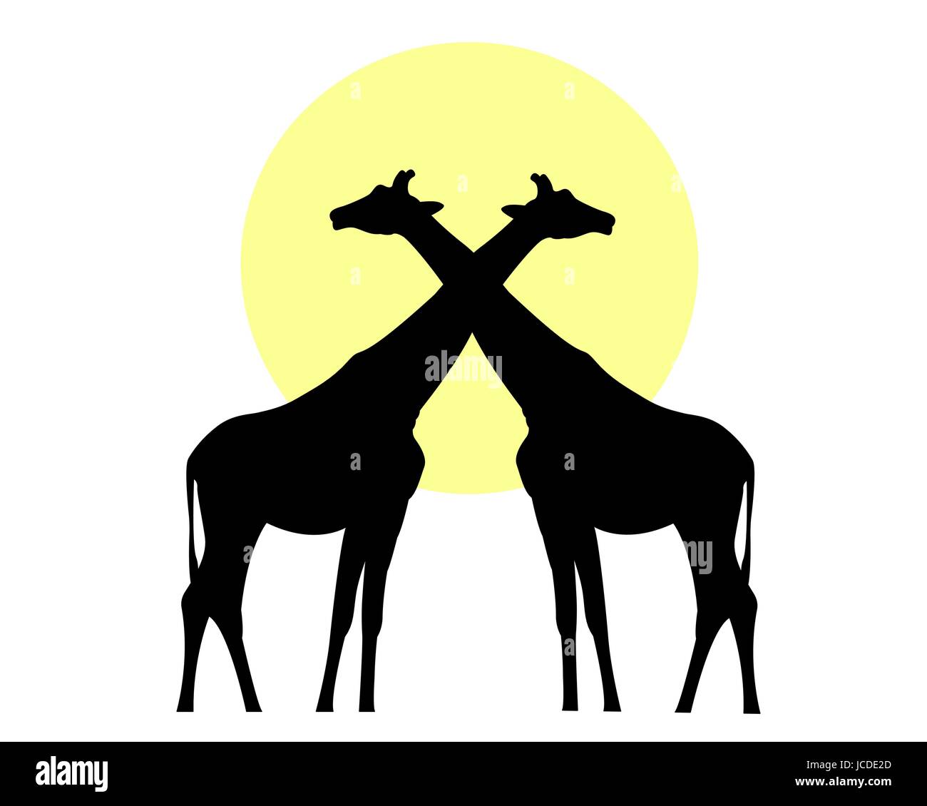 Giraffen schwarze Silhouette gegen die Sonne-Vektor-Bild Stock Vektor