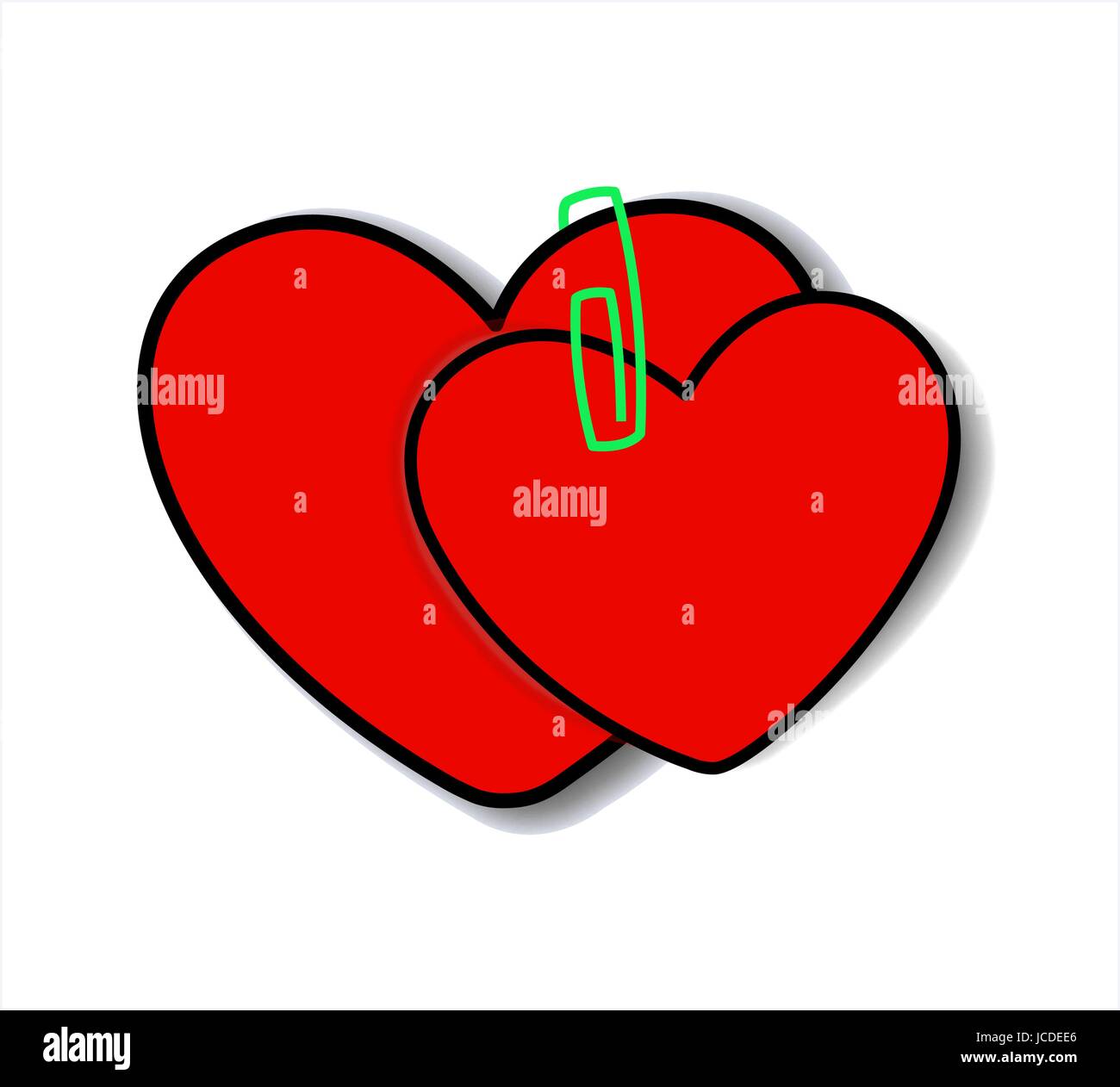 Zwei Herzen verbunden Clip, Valentine Love symbol Stock Vektor