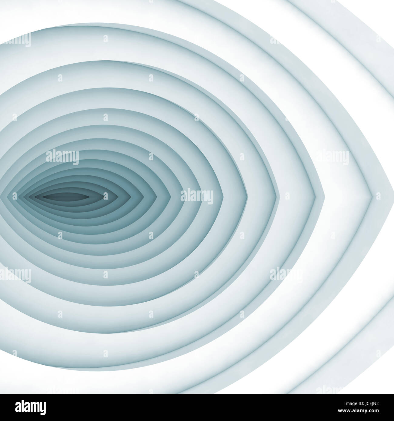 Abstrakte quadratischen digitalen grafischen Hintergrund gebogen weiß Tunnel Perspektive mit blauen Schatten, 3d illustration Stockfoto