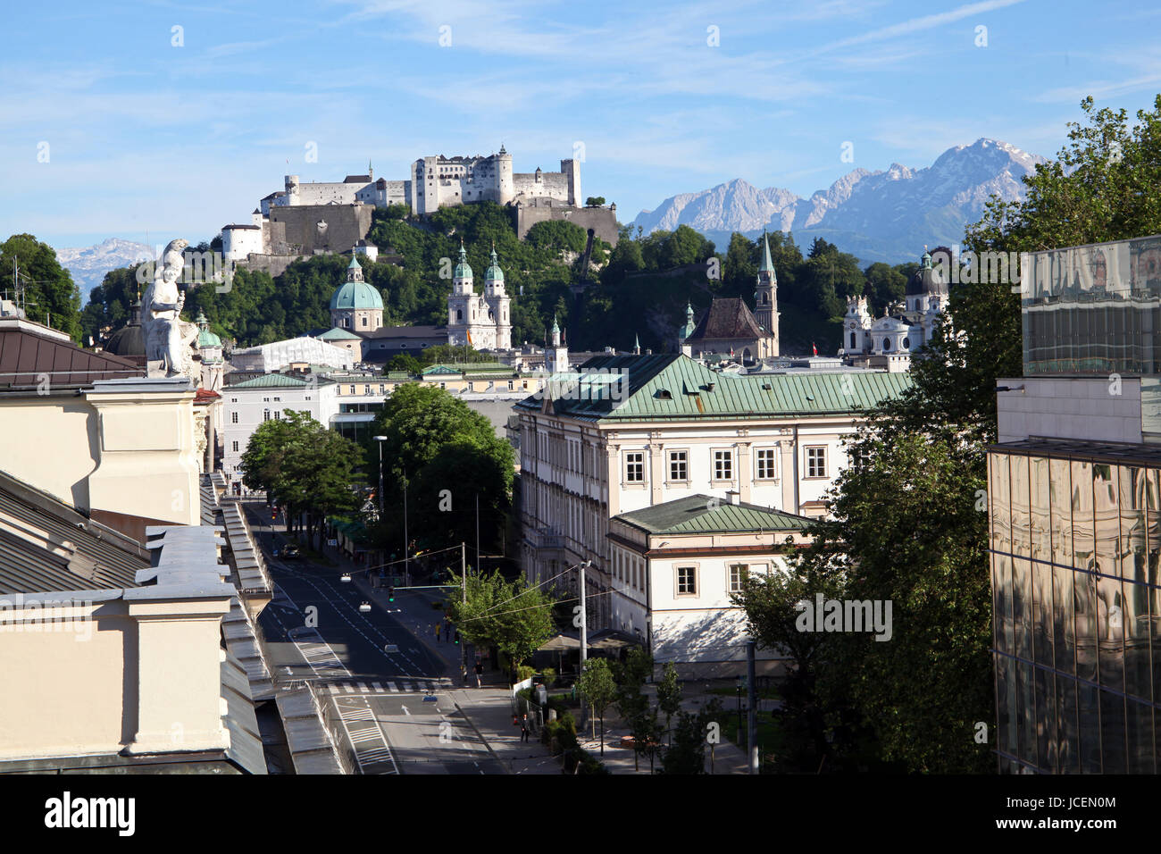 Blick über Salzburg Stadt Skyline, Österreich Stockfoto