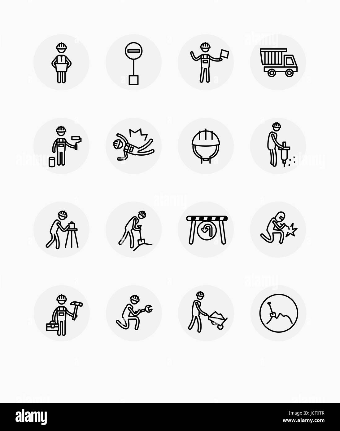 Reihe von Piktogramm-Icons, die im Zusammenhang mit Bau Stockfoto