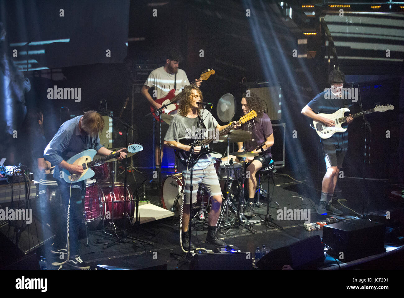 Manchester, UK. 14. Juni 2017. Australische psychedelic-Rock-band King Muskelmagen und die Eidechse Assistenten spielen die Albert Hall, Manchester, UK, 14. June Credit: John Bentley/Alamy Live News Stockfoto