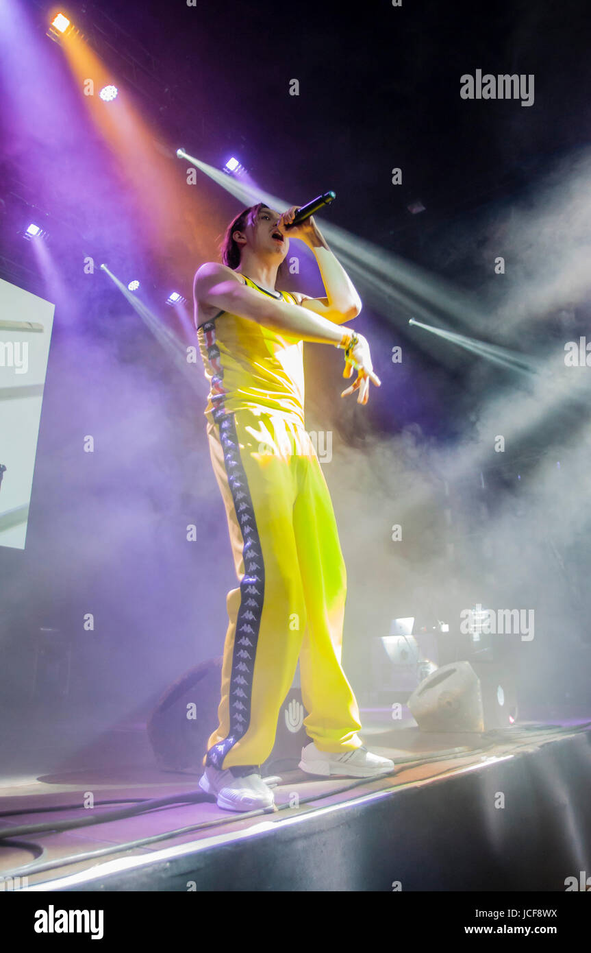 Barcelona, Spanien. 15. Juni 2017. Sónar 2017. Sonar tagsüber. Tommy Cash / EE. Im neuen Rap aus dem Osten. Die junge, die estnische Mc scheint Zuge Yung Leans narkotischen Rap zu folgen und haben vollständig assimiliert die bizarre, und Durchbruch Ästhetik des sterben Antwoord. Es ist eine Ikone in Russland und den Ländern des Ostens. Bildnachweis: Cisco Pelay / Alamy Live News Stockfoto