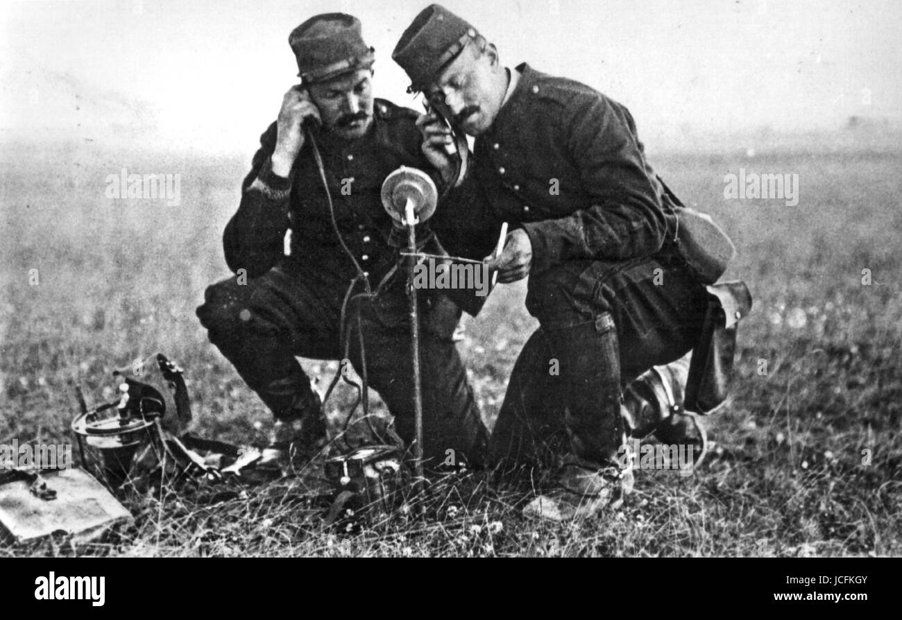 Französische militärische Telefonie 1914 World War I Stockfoto