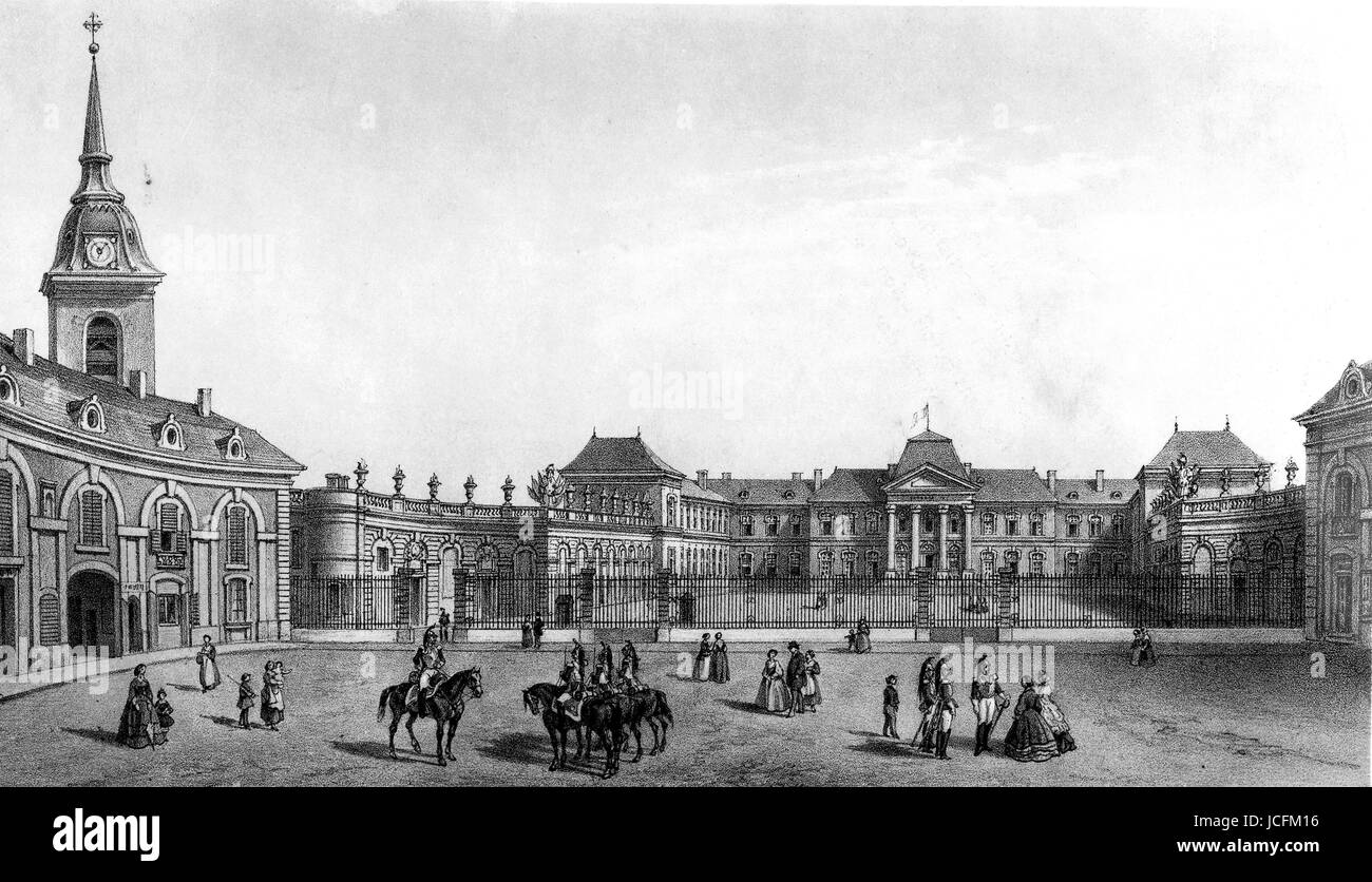 Lorraine. Commercy im Second Empire. Die Kavallerie-Viertel. Stockfoto