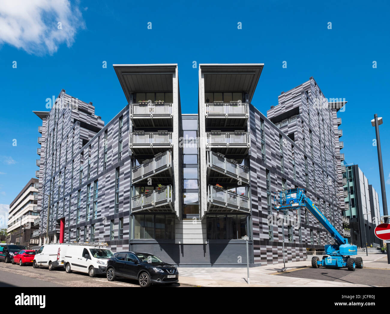 Exterieur der Wharton Square neue erschwinglichem Wohnraum in Edinburgh, Schottland, Vereinigtes Königreich. Stockfoto