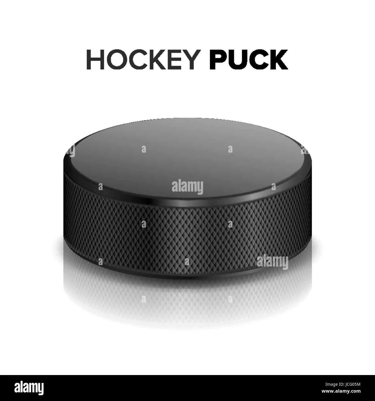 Hockey-Puck-Vektor. Realistische Darstellung der Black Ice-Hockey-Puck. Isolated On White Stock Vektor