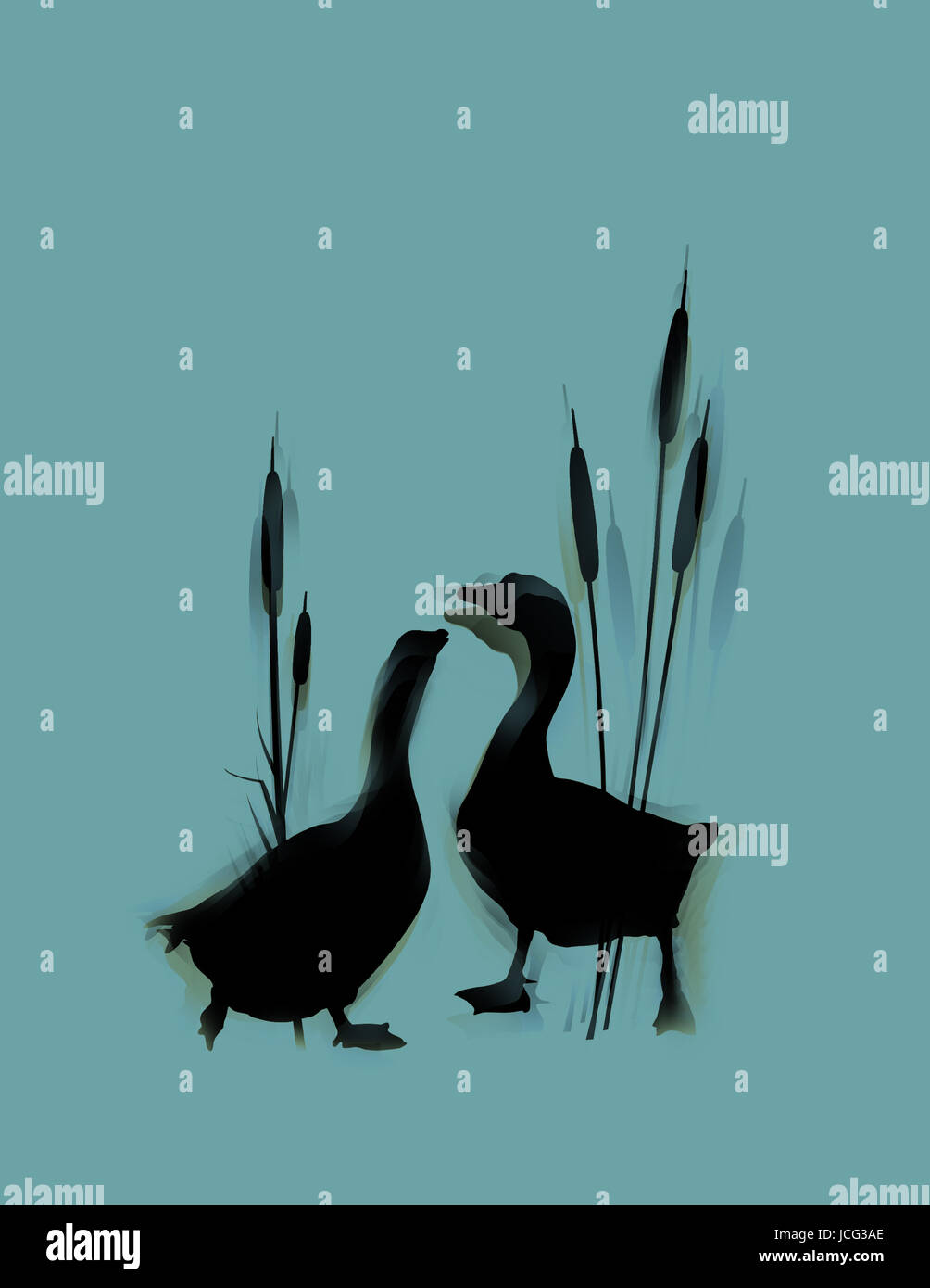 Romantische Natur Hintergrund mit wilden Gänse paar Stockfoto