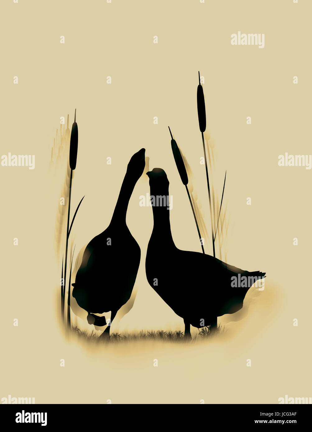 Romantische Natur Hintergrund mit wilden Gänse paar Stockfoto