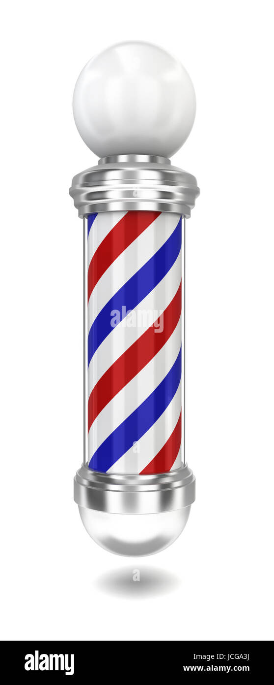 Barber Pole. 3D Abbildung auf weißem Hintergrund Stockfoto