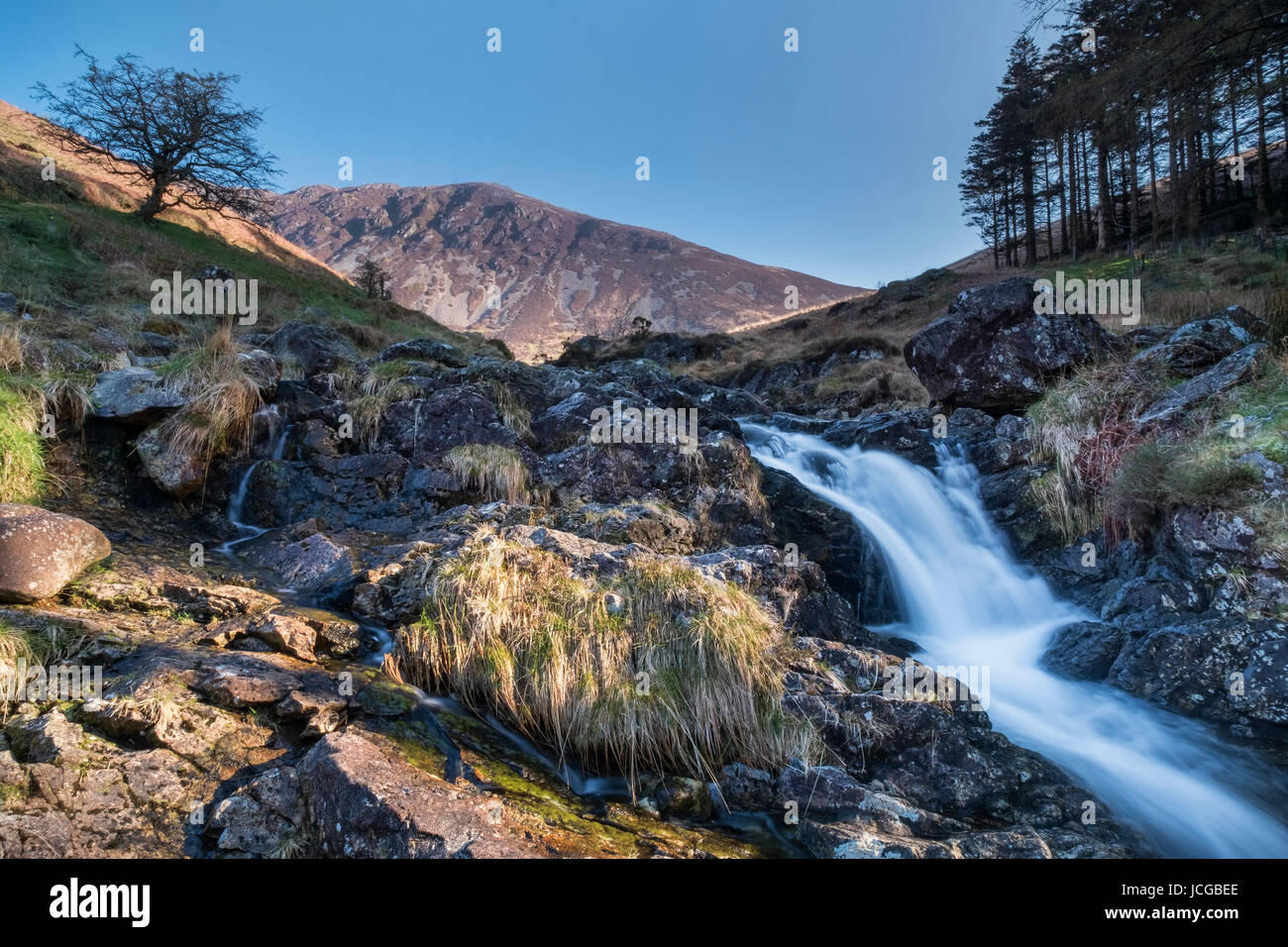 Afon Cadair unterstützt durch Mynydd Moel, Cadair Idris, Snowdonia-Nationalpark, Gwynedd, Nordwales, UK Stockfoto