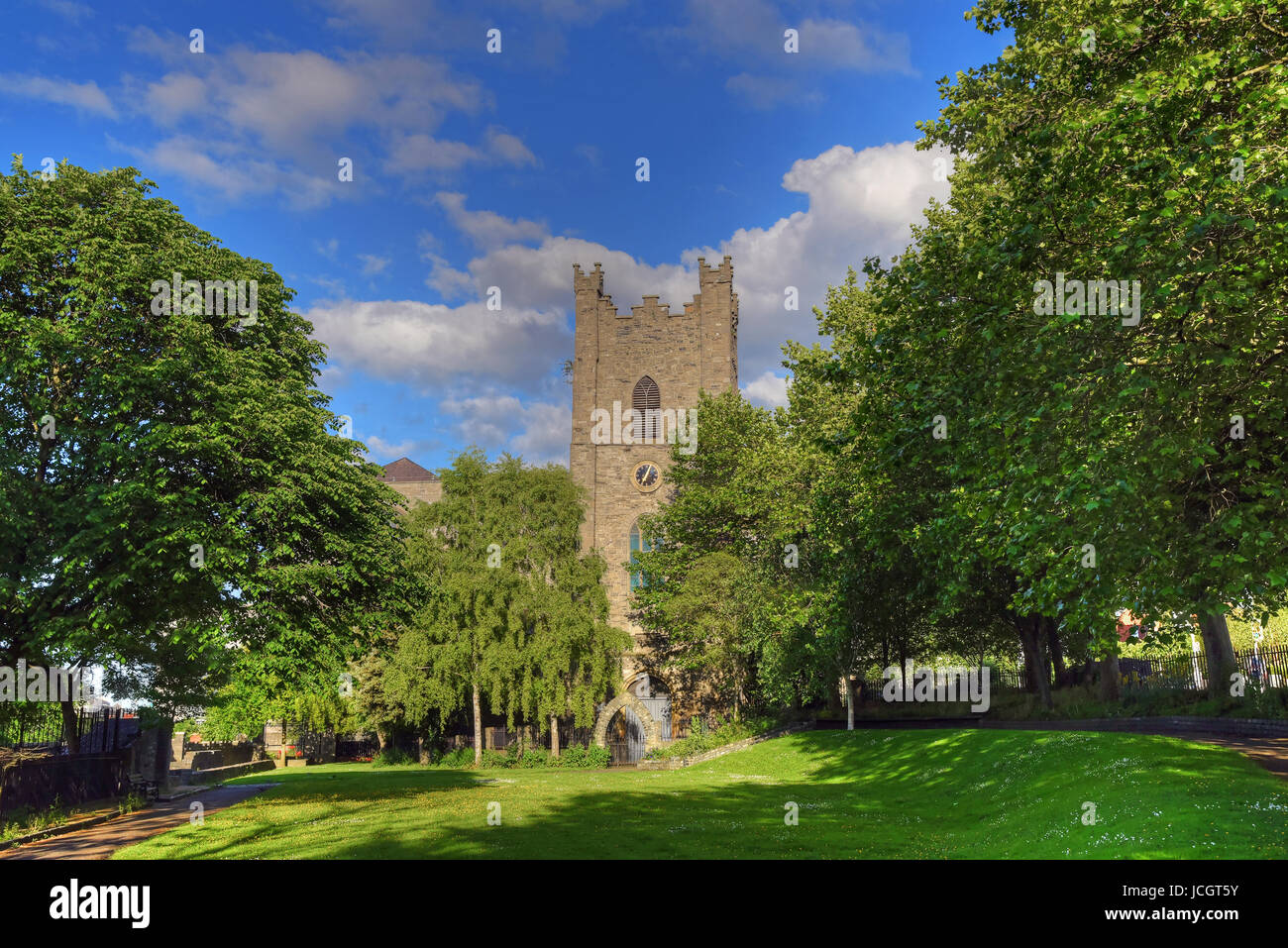 Dublin City Wall, St. Audoens Kirche in Dublin, Irland. Stockfoto