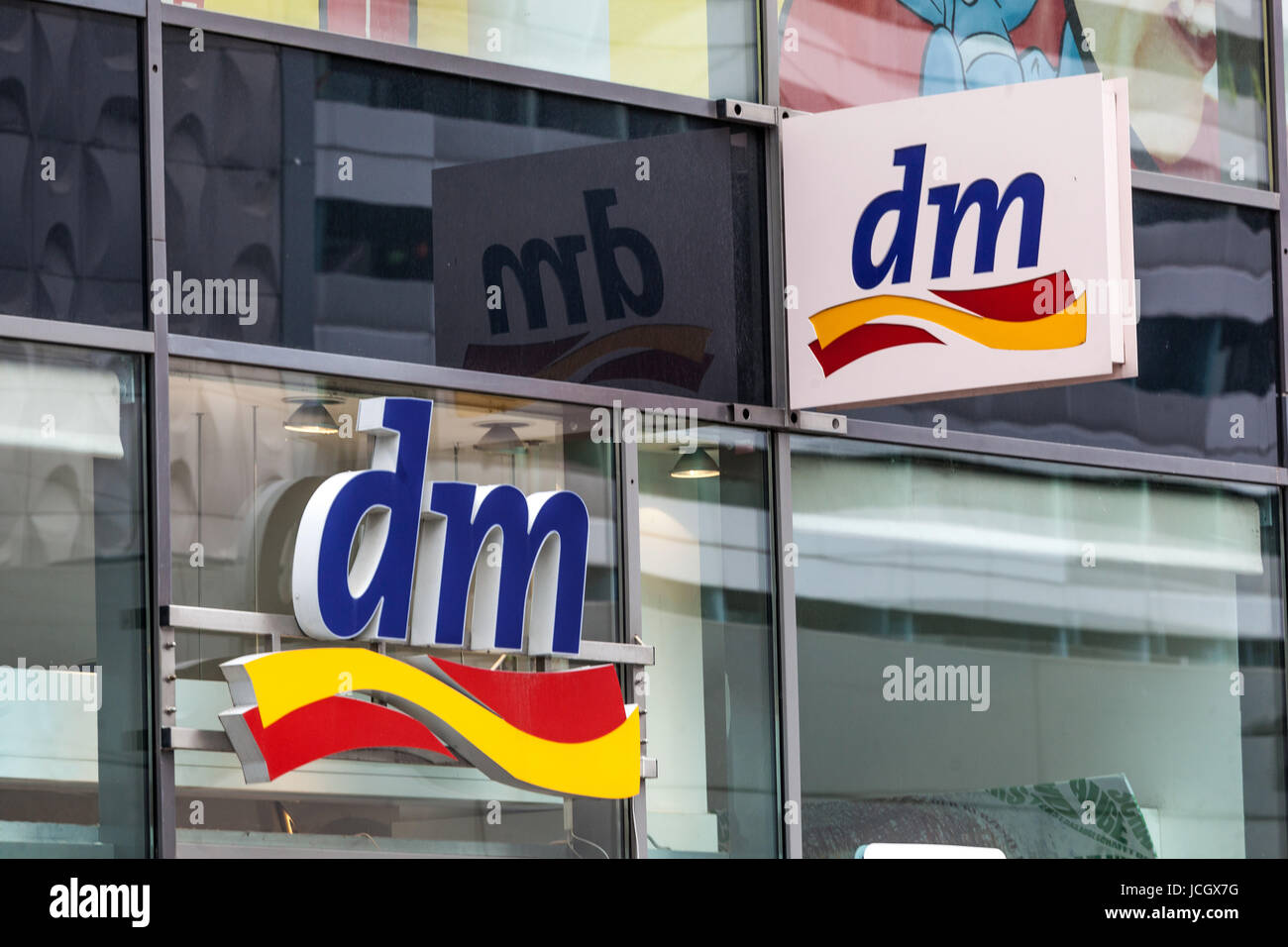 DM-Logo-Schild Stockfoto