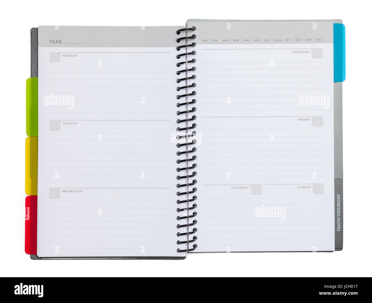Kalender-Planer, Isolated on White Background. Stockfoto