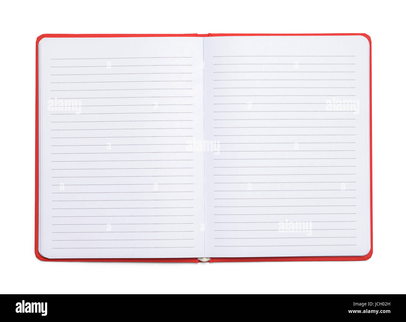 Roten Zusammensetzung Buch mit Linie Papier, Isolated on White Background. Stockfoto