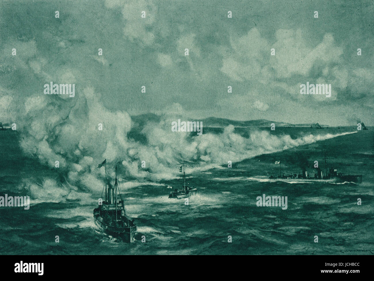 Marine White Smoke Screen Erster Weltkrieg Stockfoto