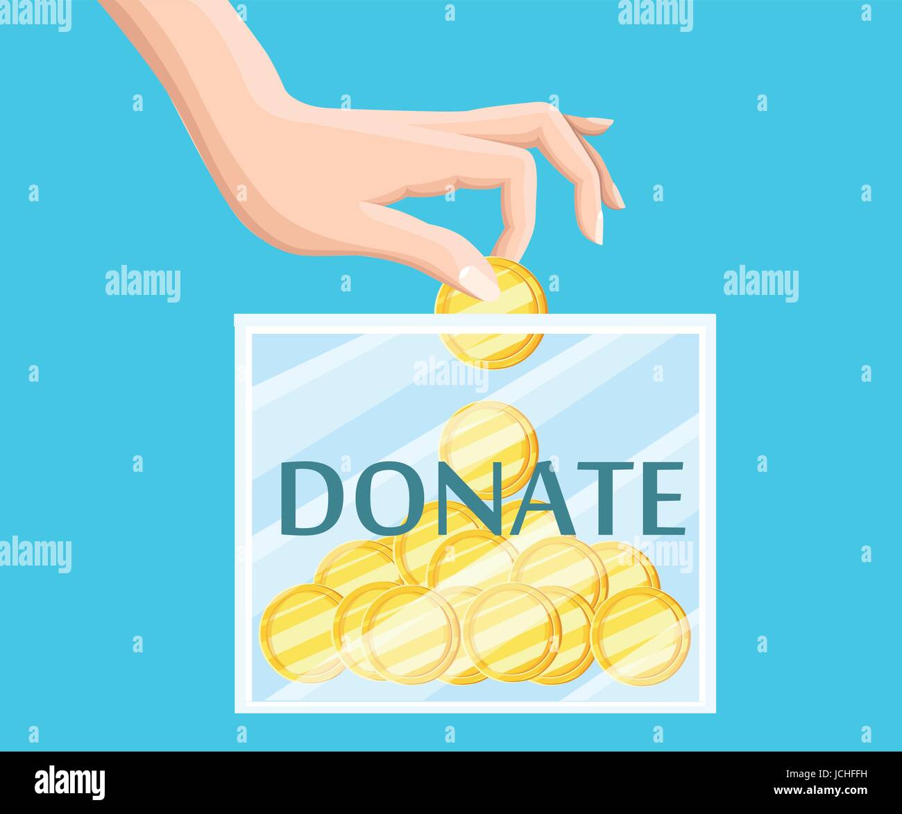 Spenden Sie Hilfe Charity Organisation flach Symbole Symbolsatz von Essen und Spende Hand abstrakte isoliert Vektor-Illustration. Stock Vektor