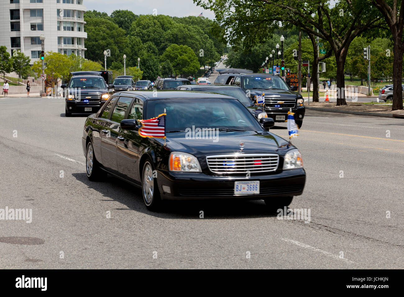 24. Mai 2011, Washington, DC USA: Der israelische Ministerpräsident Benjamin Netanyahu Autokolonne verlassen US Capitol, nach einer gemeinsamen Sitzung des Kongresses Adressierung Stockfoto